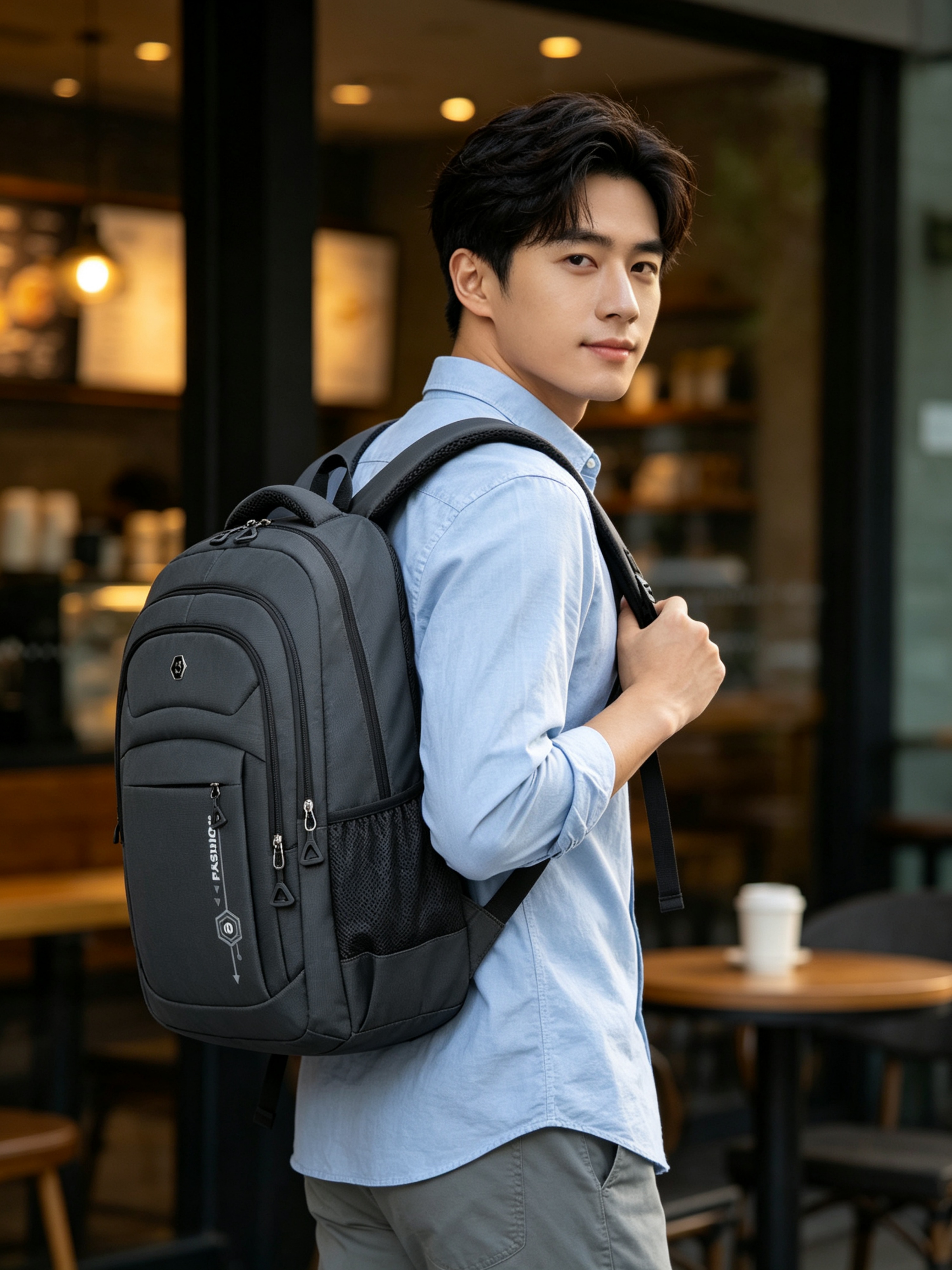 Grey Durable Multi Compartments Backpack