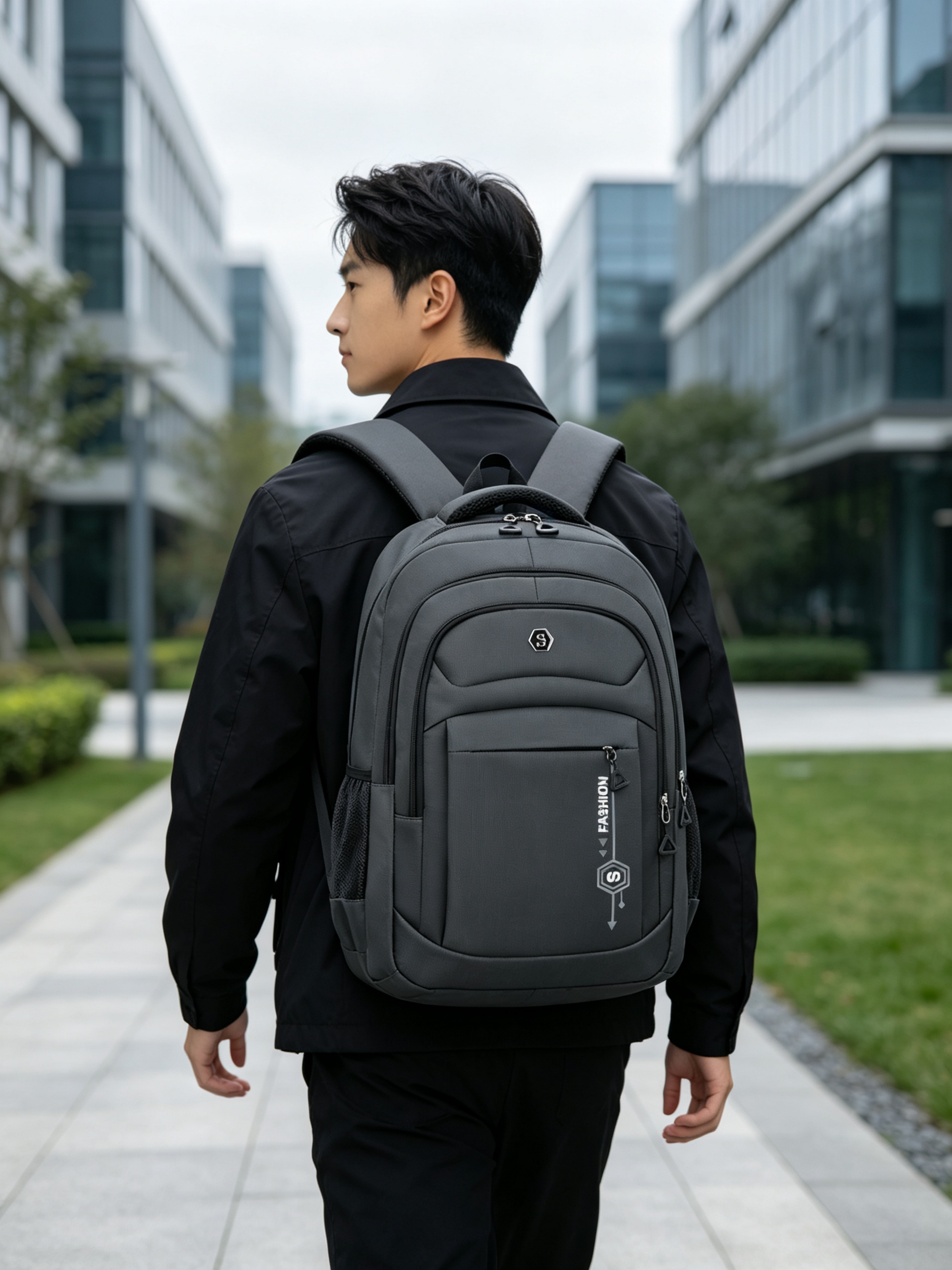 Grey Durable Multi Compartments Backpack
