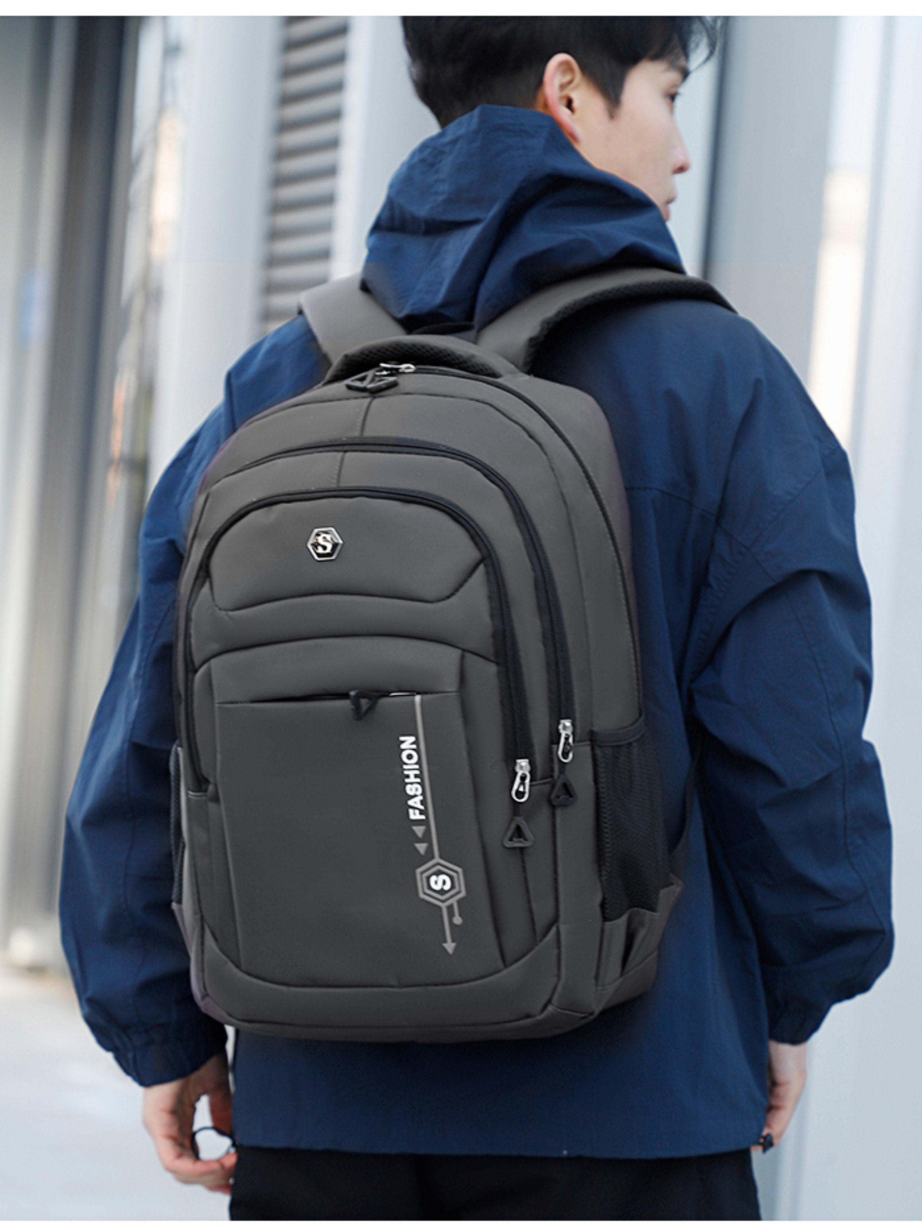 Grey Durable Multi Compartments Backpack