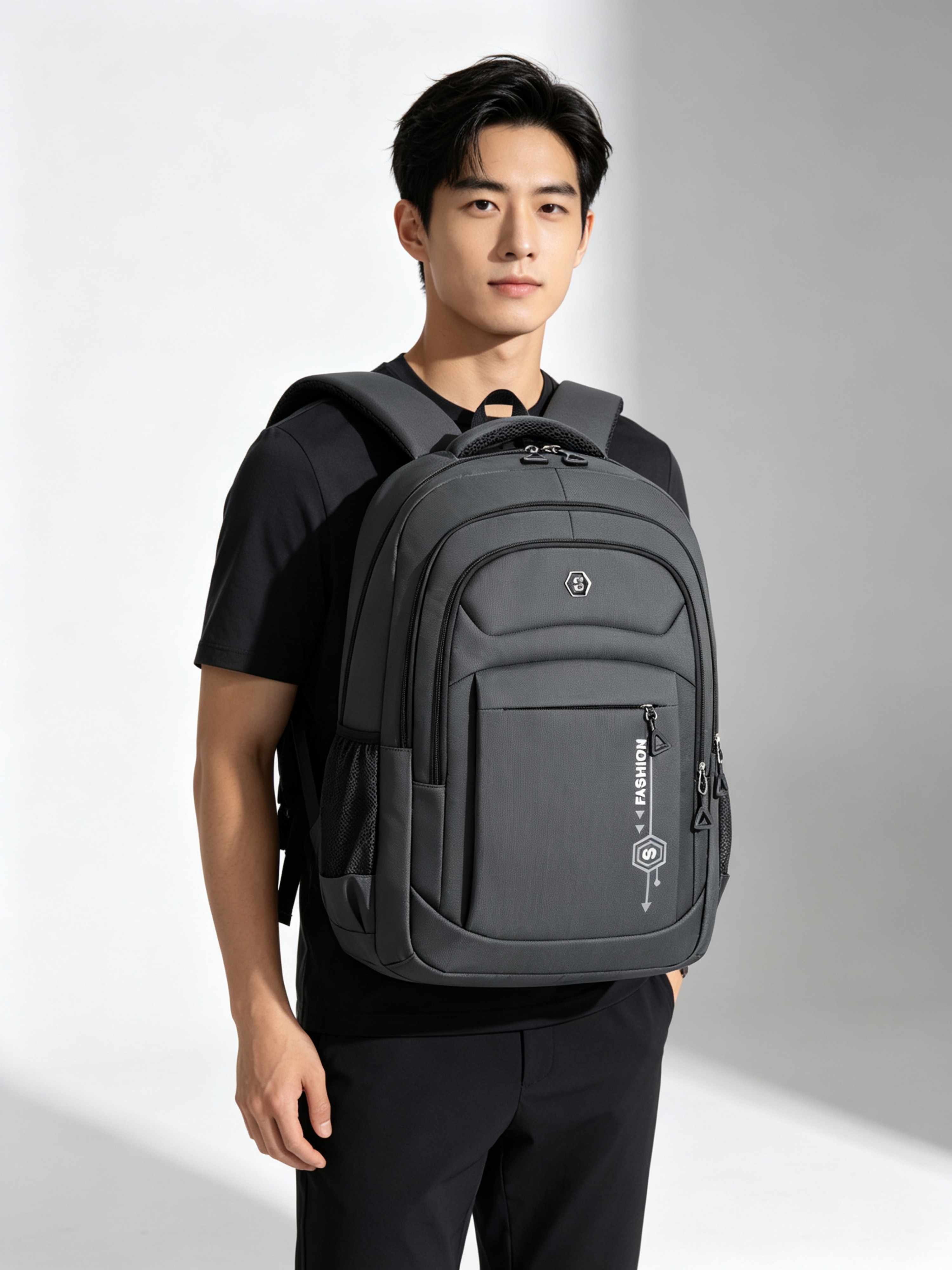 Grey Durable Multi Compartments Backpack