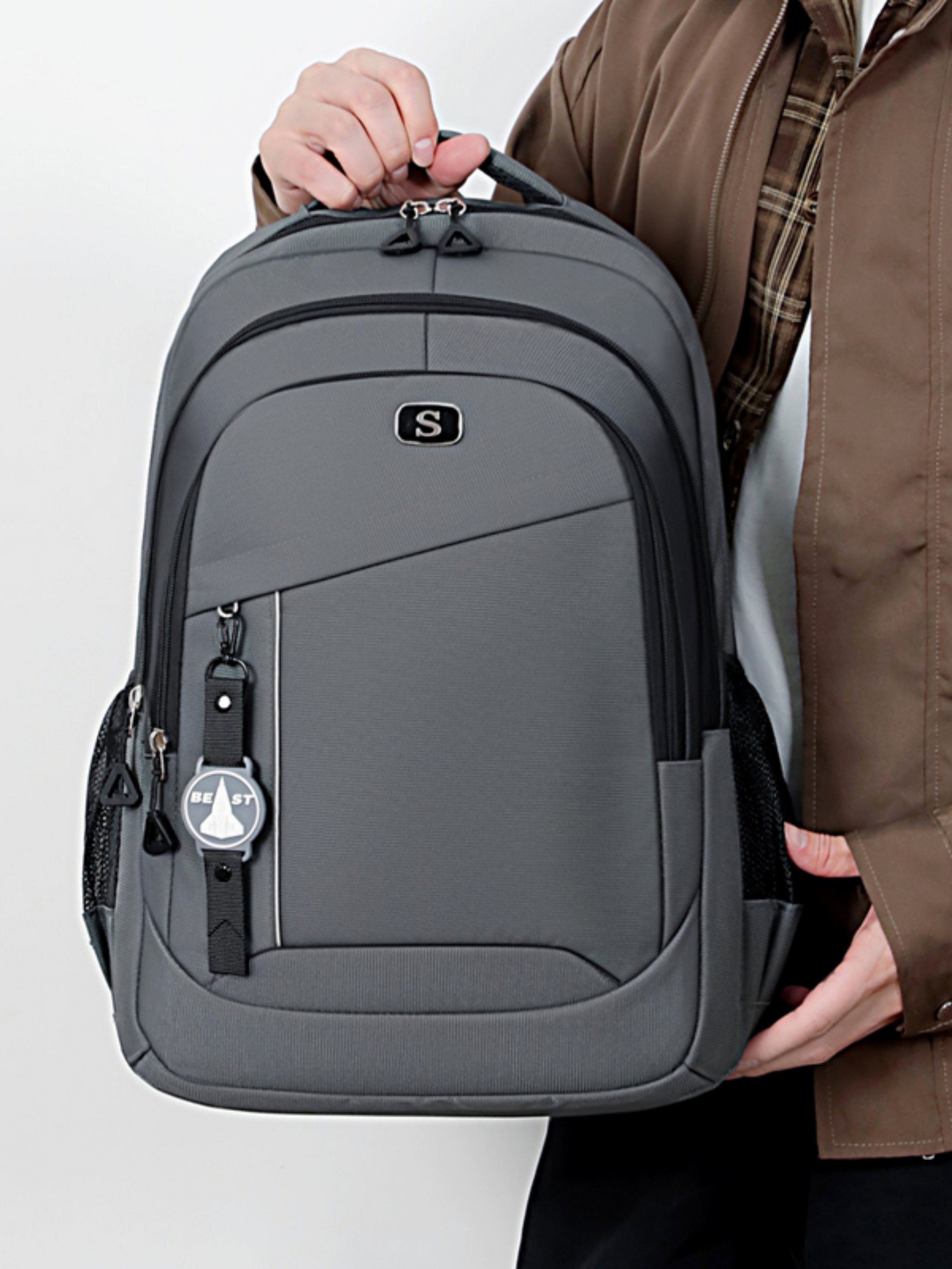 Grey Everyday Backpack for Travel and Work