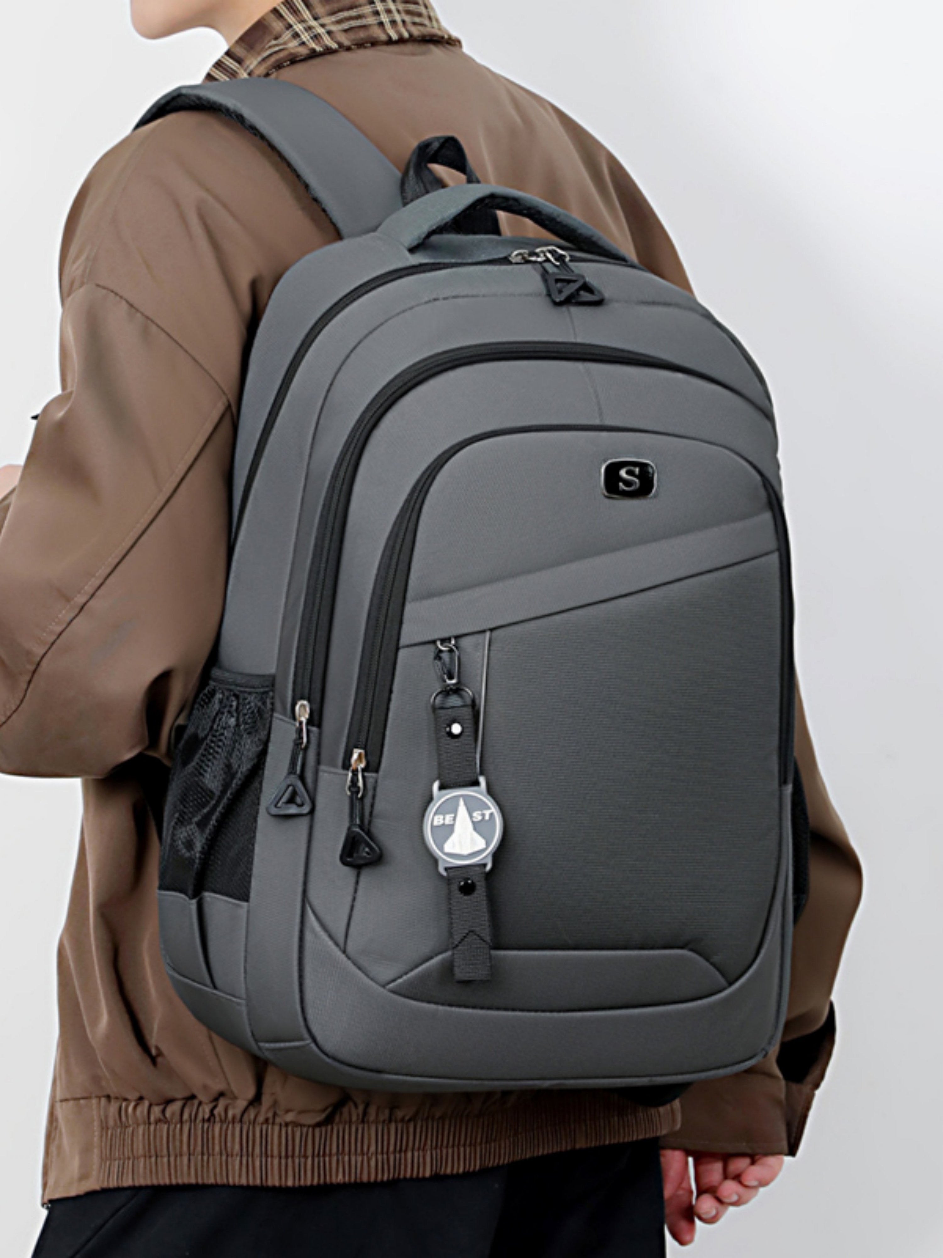 Grey Everyday Backpack for Travel and Work