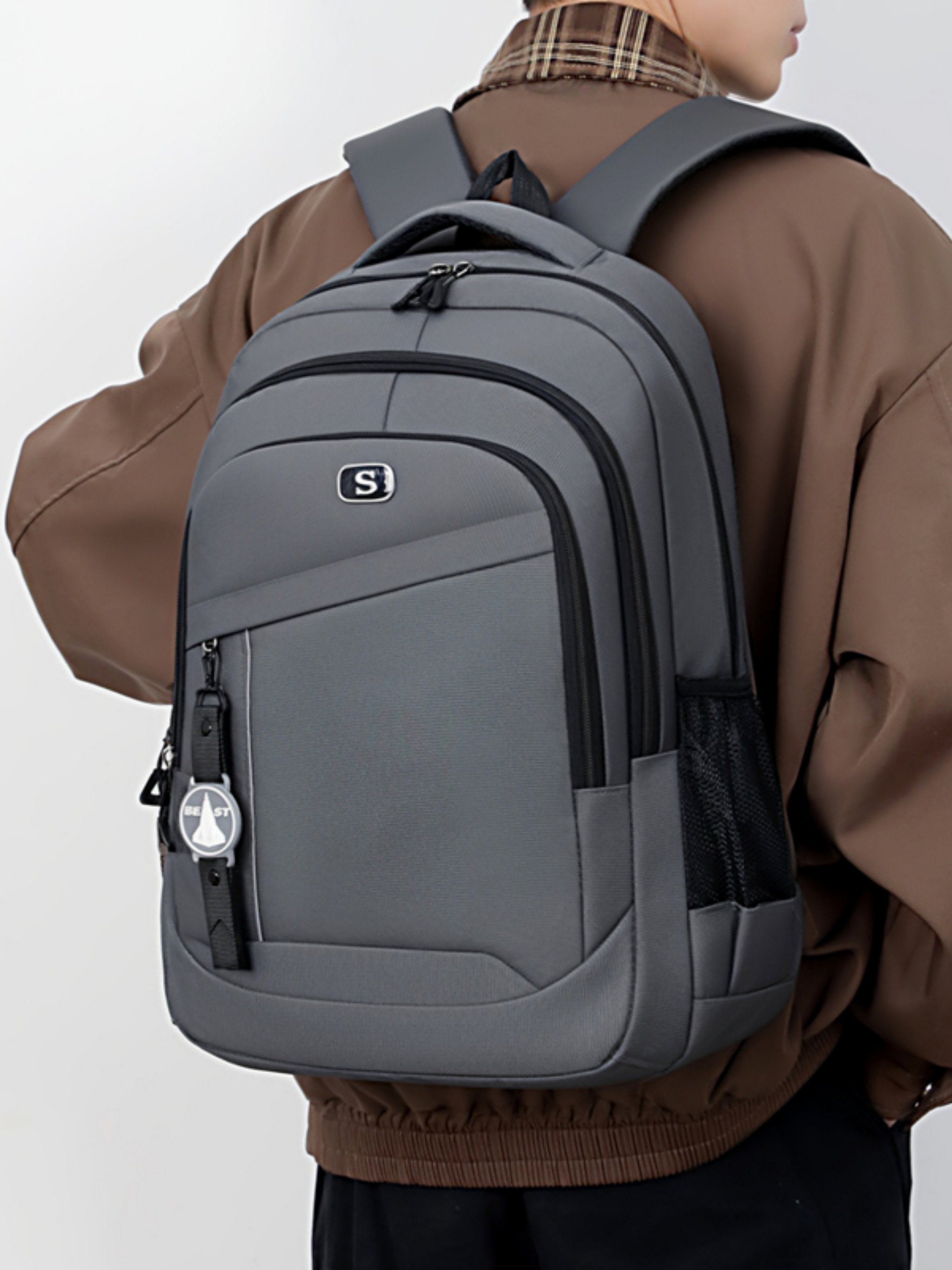 Grey Everyday Backpack for Travel and Work