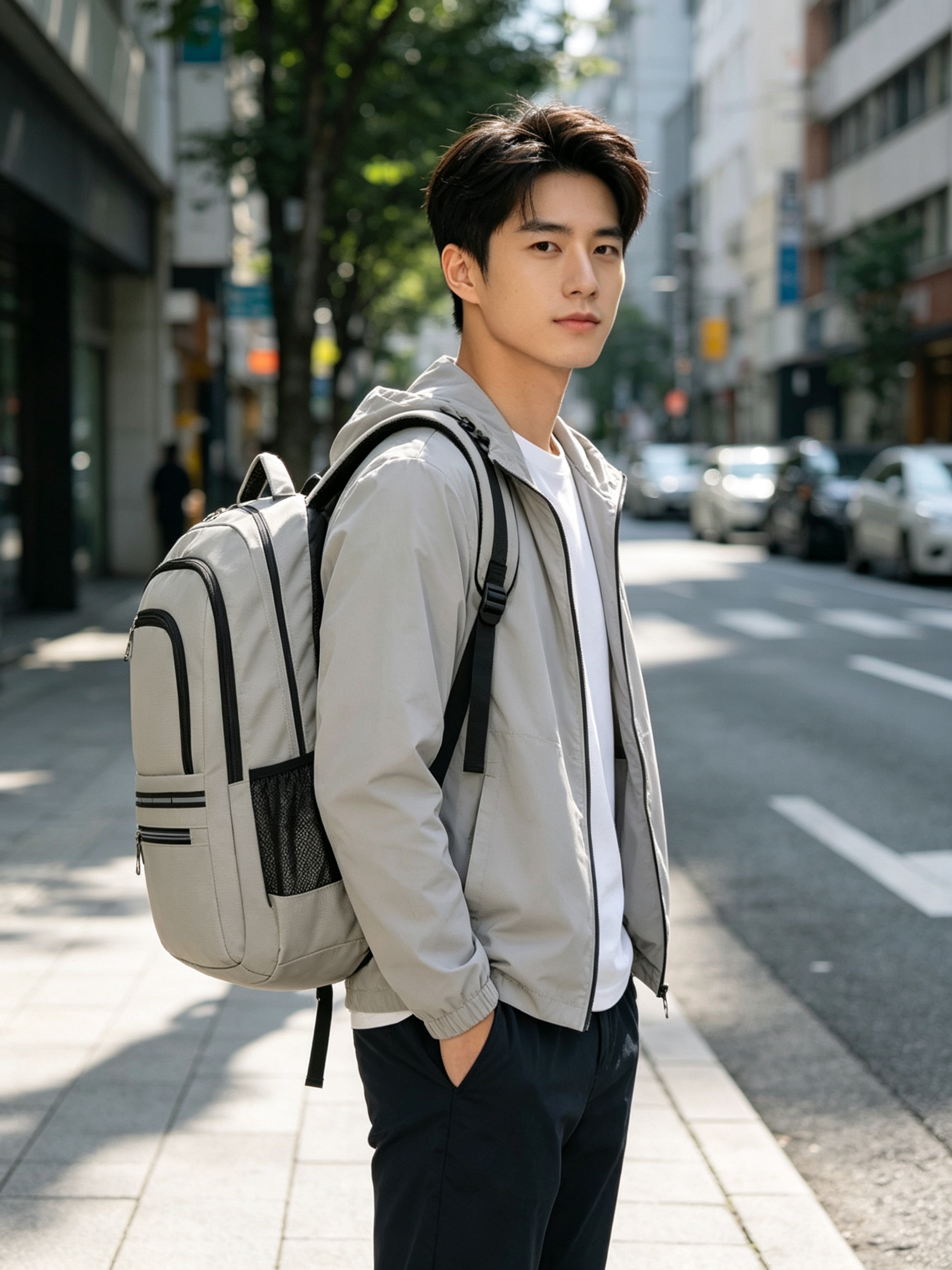 Grey Plain Backpack