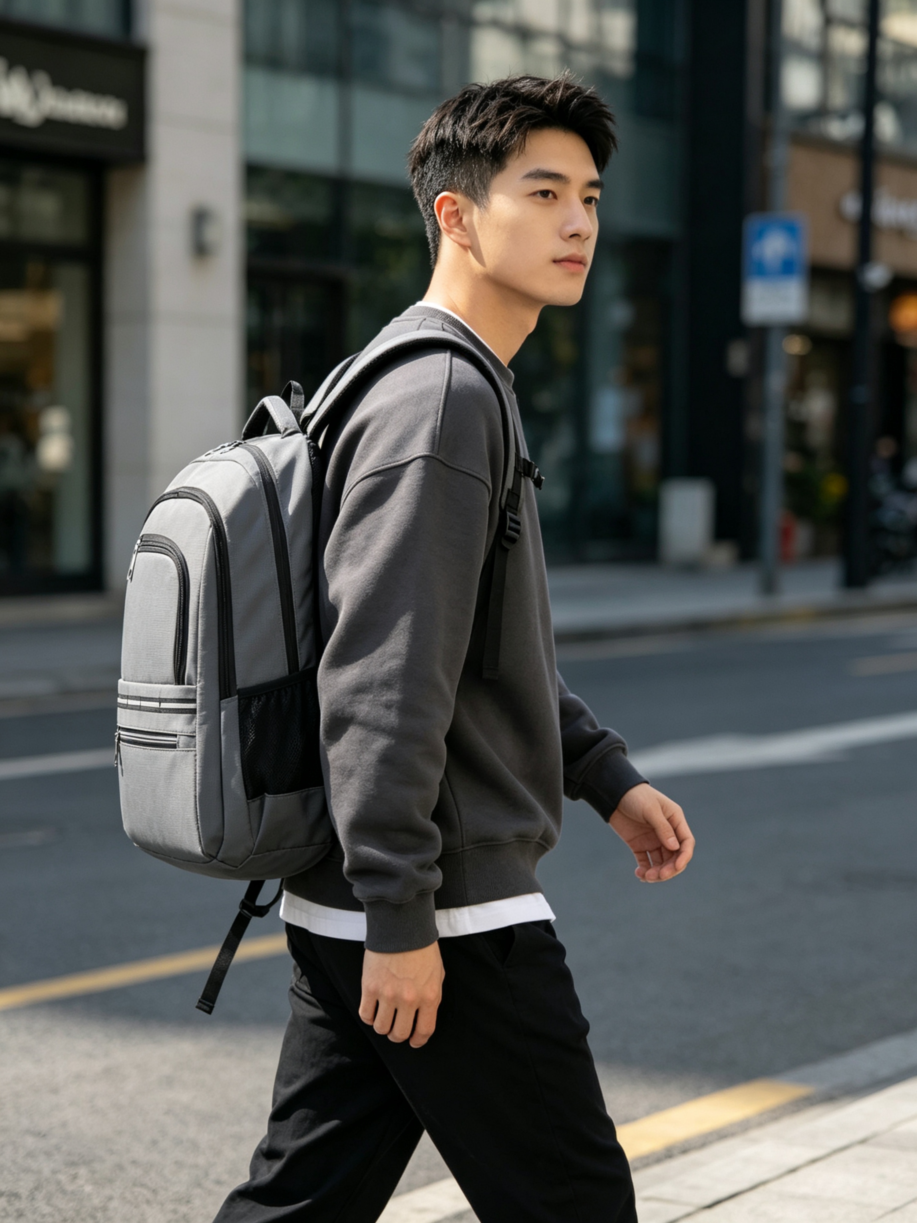 Grey Backpack for Travel and Daily Use