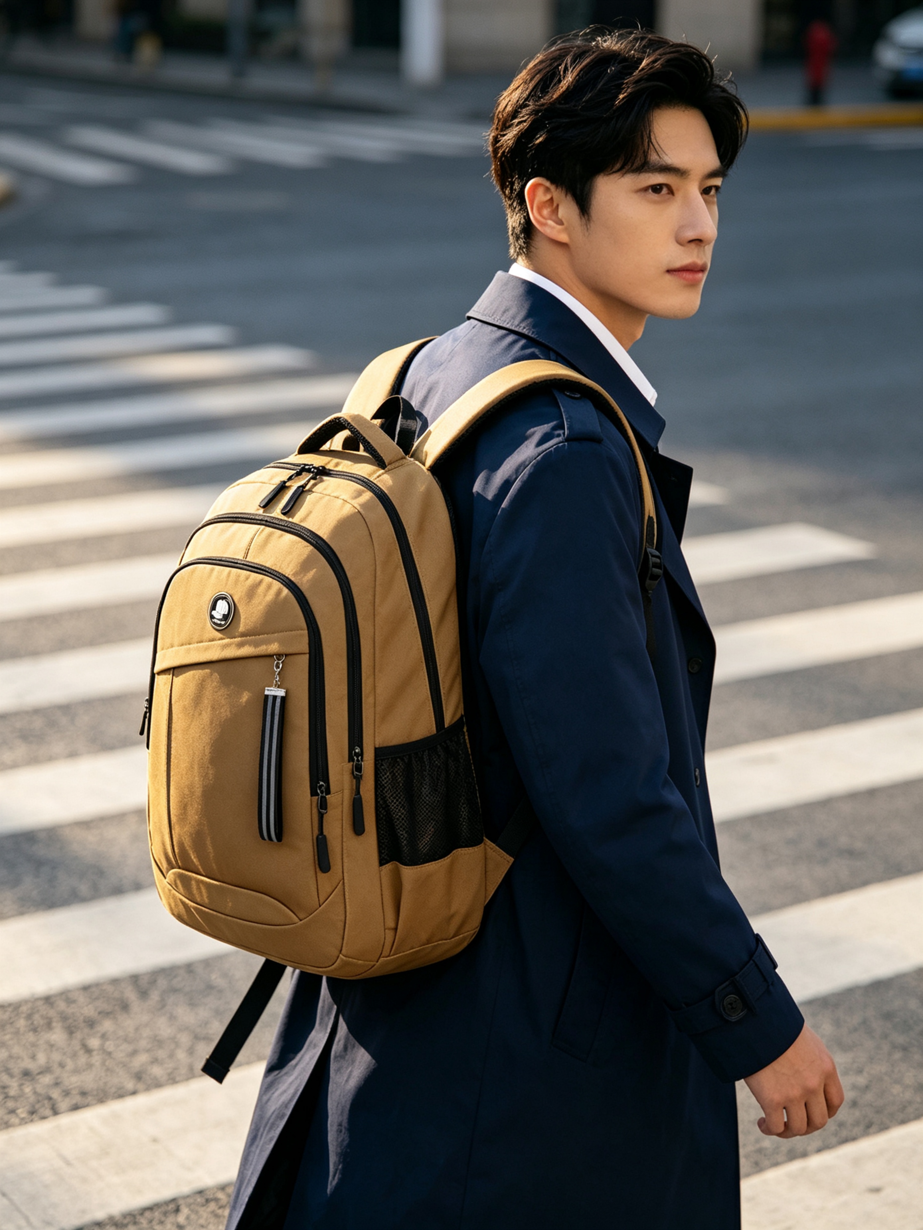 Brown Multi Compartments Backpack