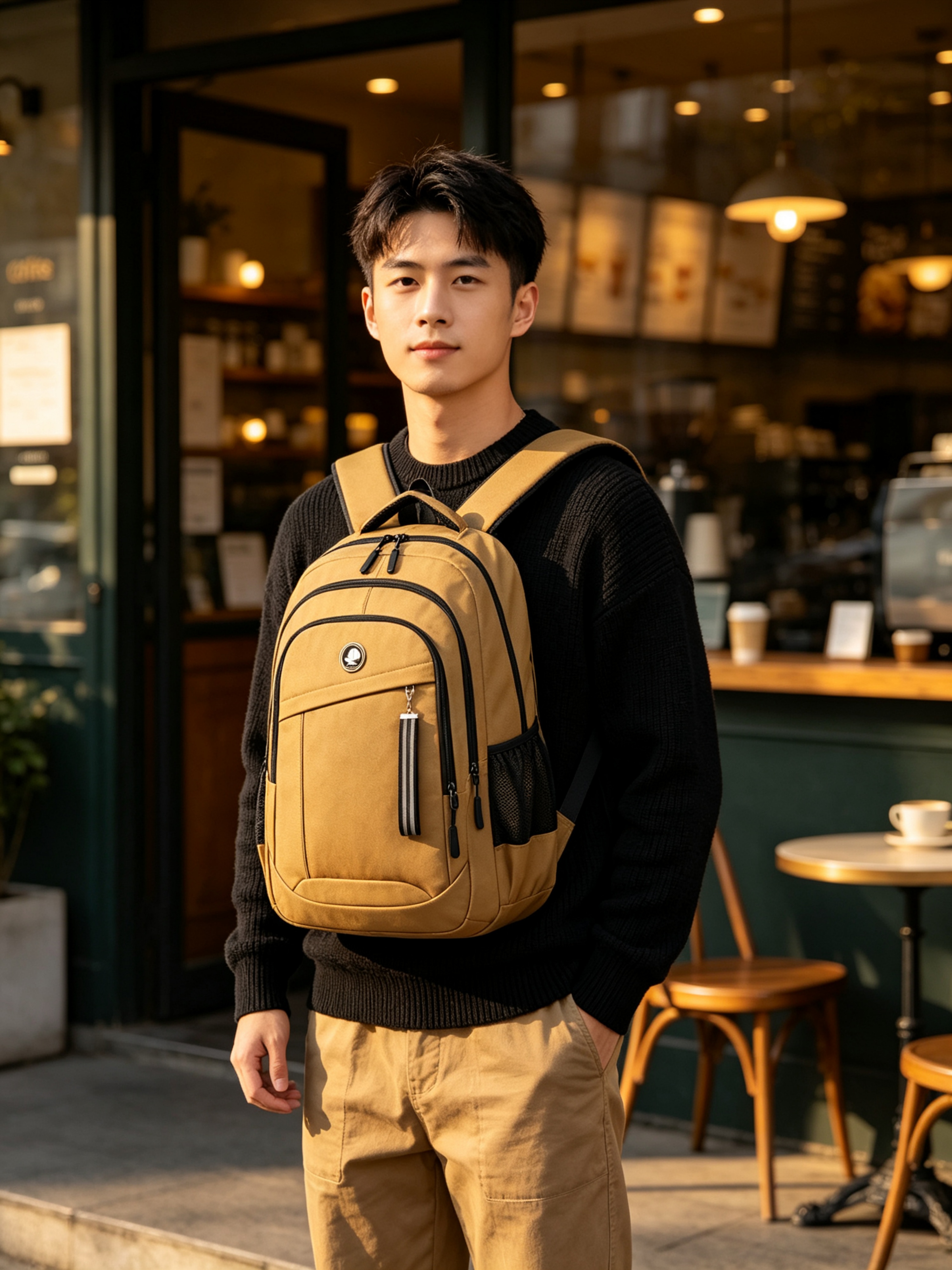 Brown Multi Compartments Backpack