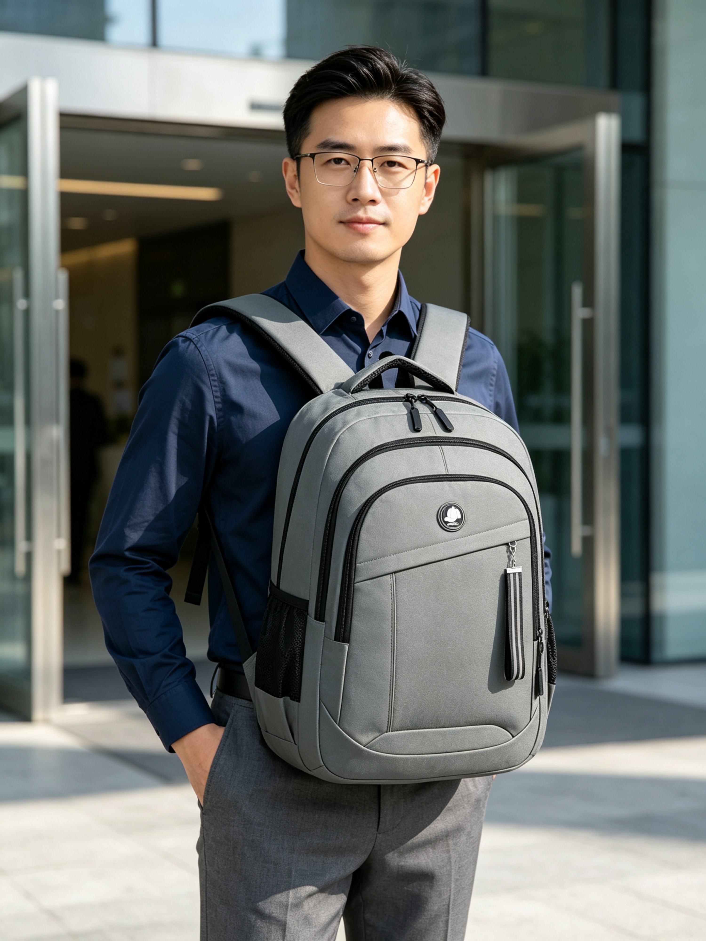 Grey Plain Backpack