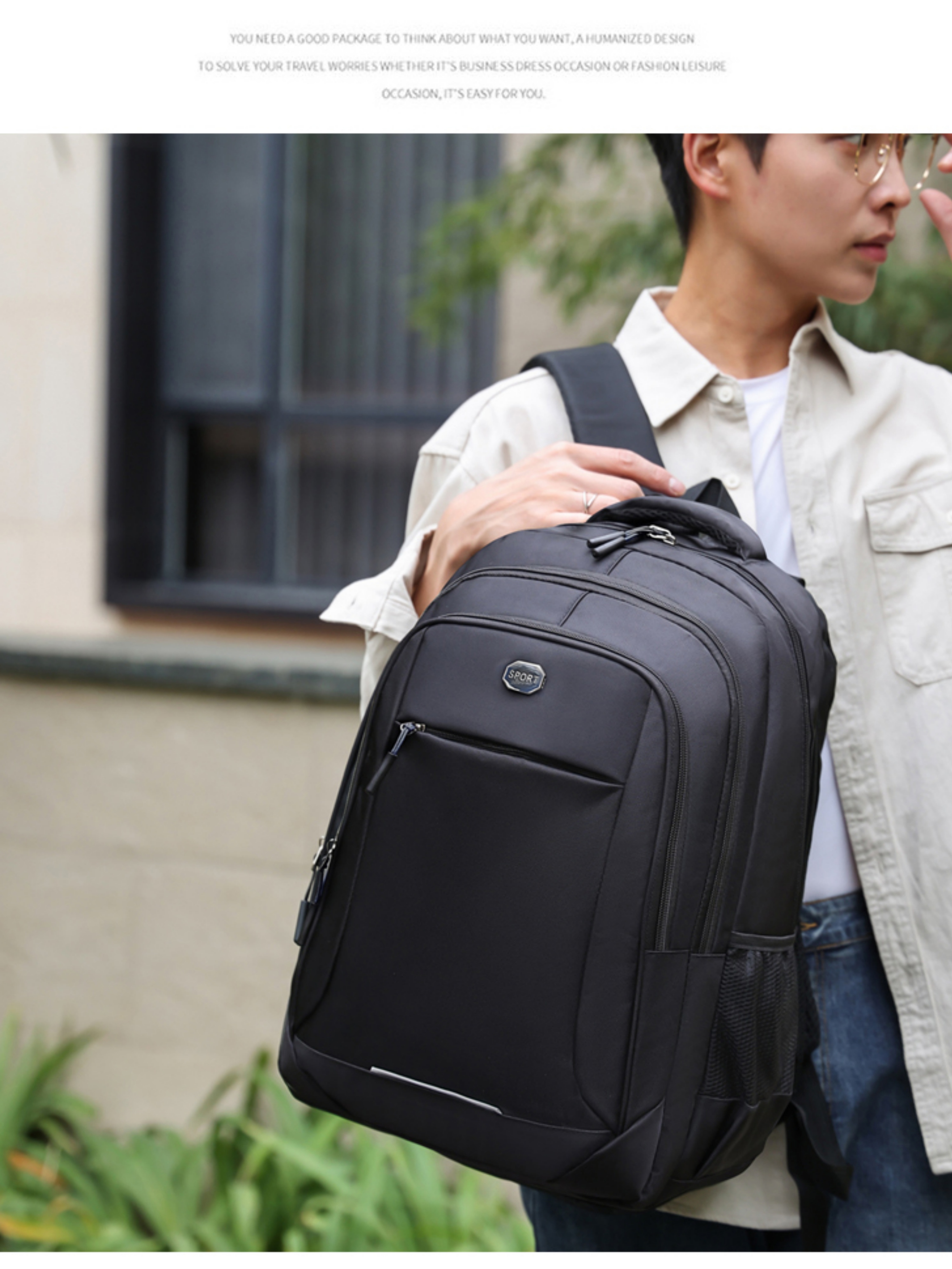 Black Multi-Compartment Backpack