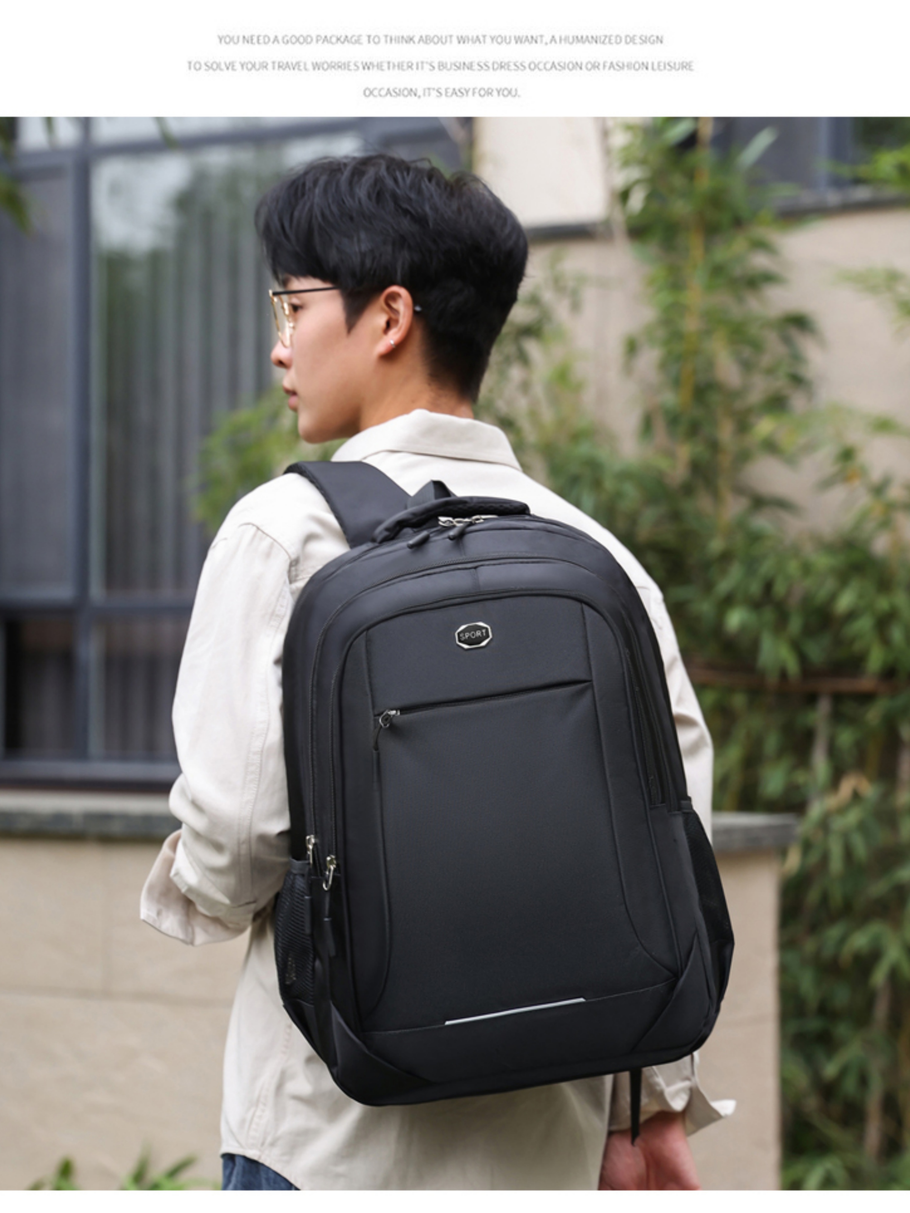 Black Multi-Compartment Backpack