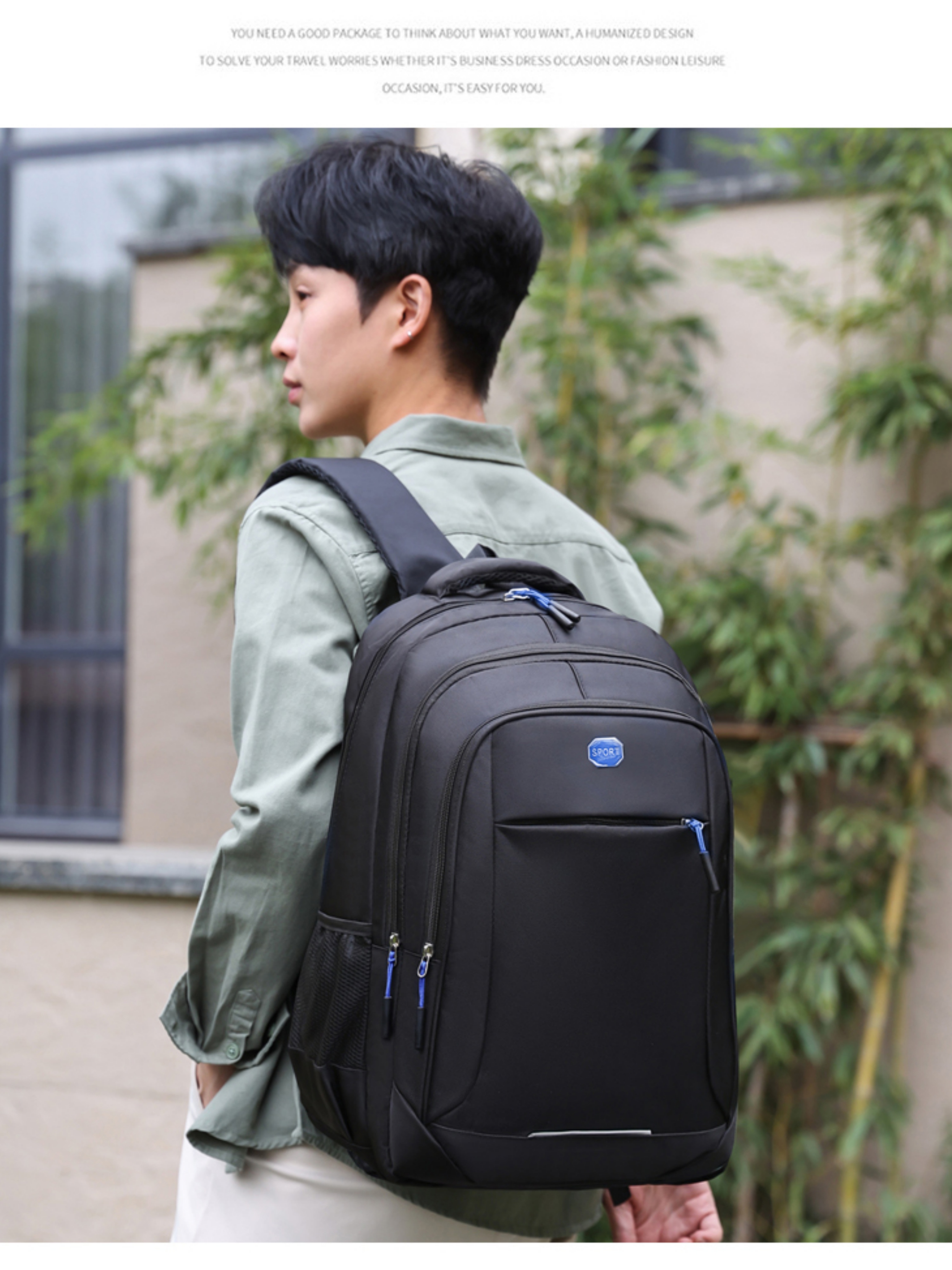 Blue Plain Backpack