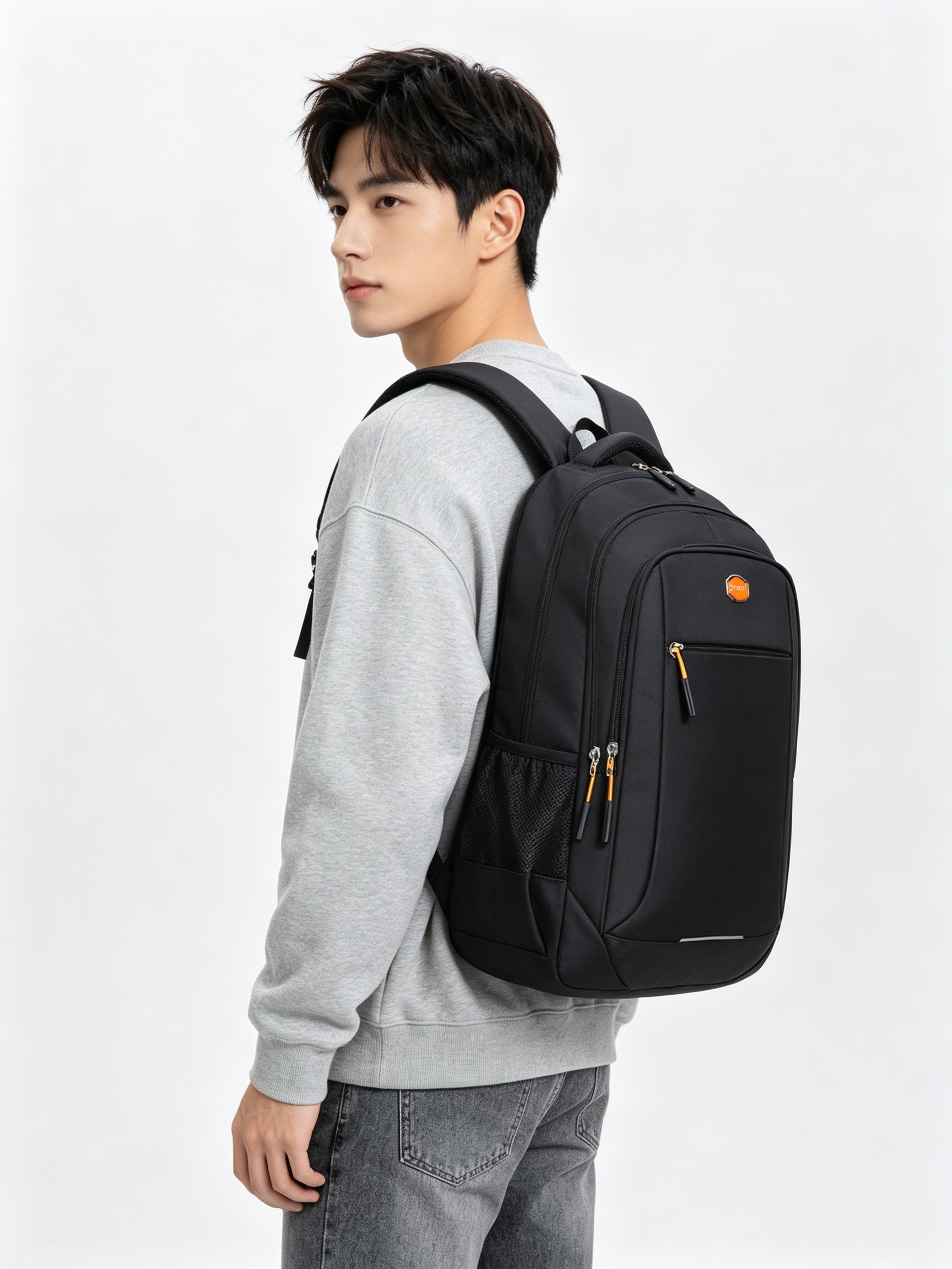 Black Backpack with Contrast Accent
