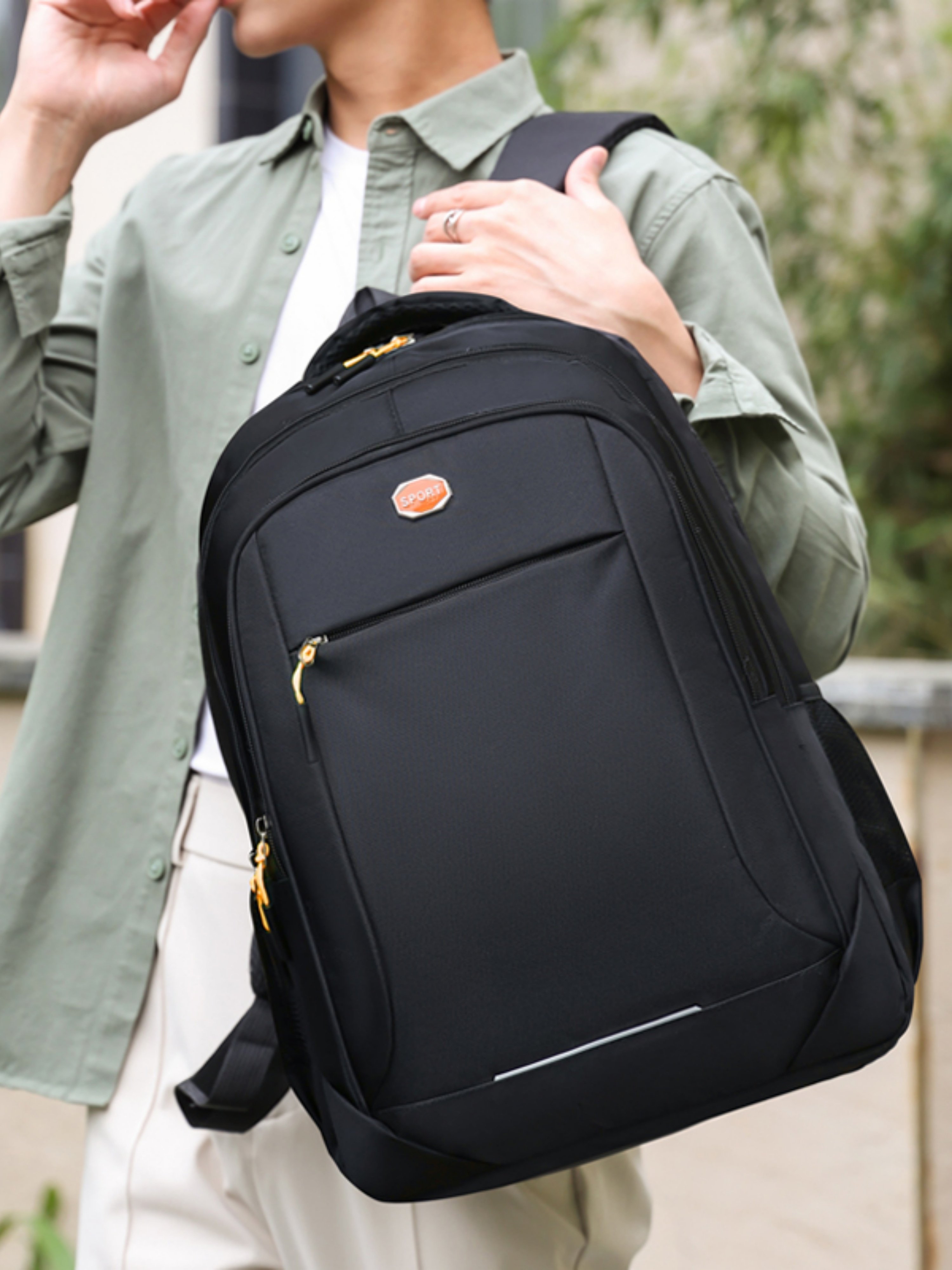 Black Backpack with Contrast Accent