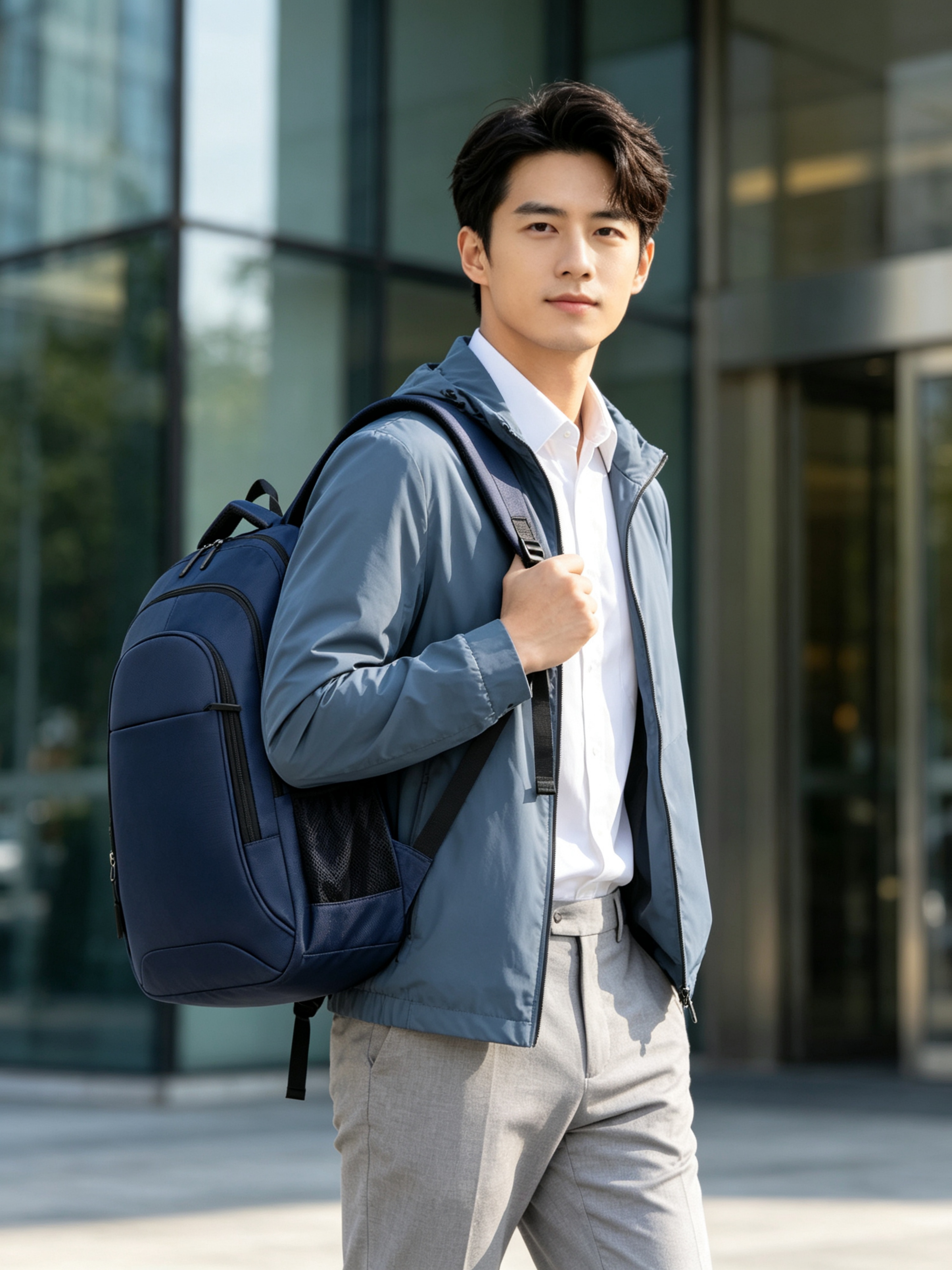 Navy Blue Plain Backpack