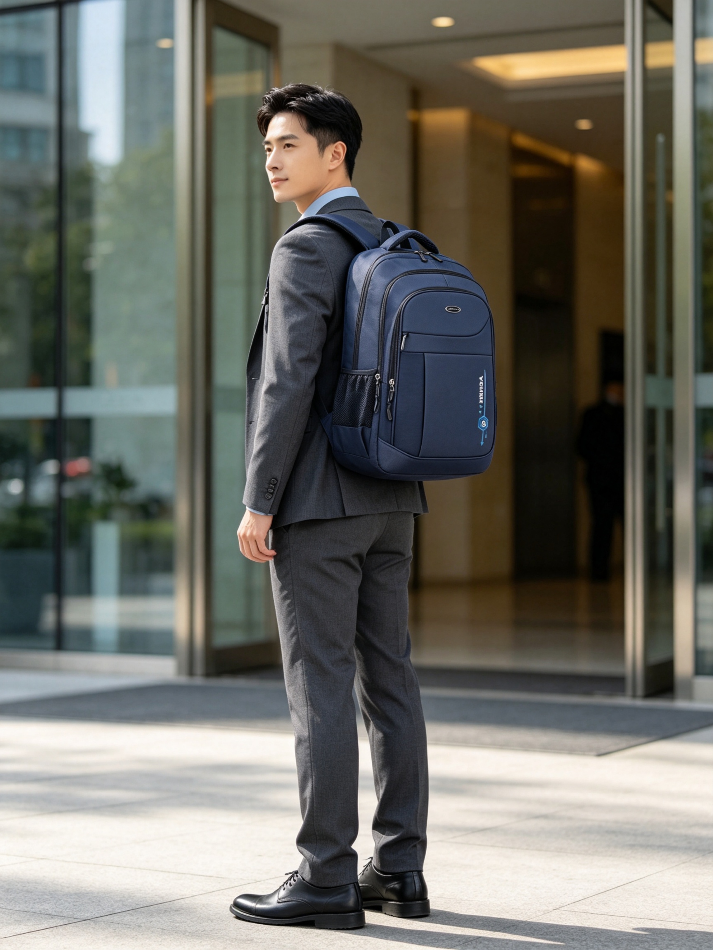 Navy Blue Plain Backpack