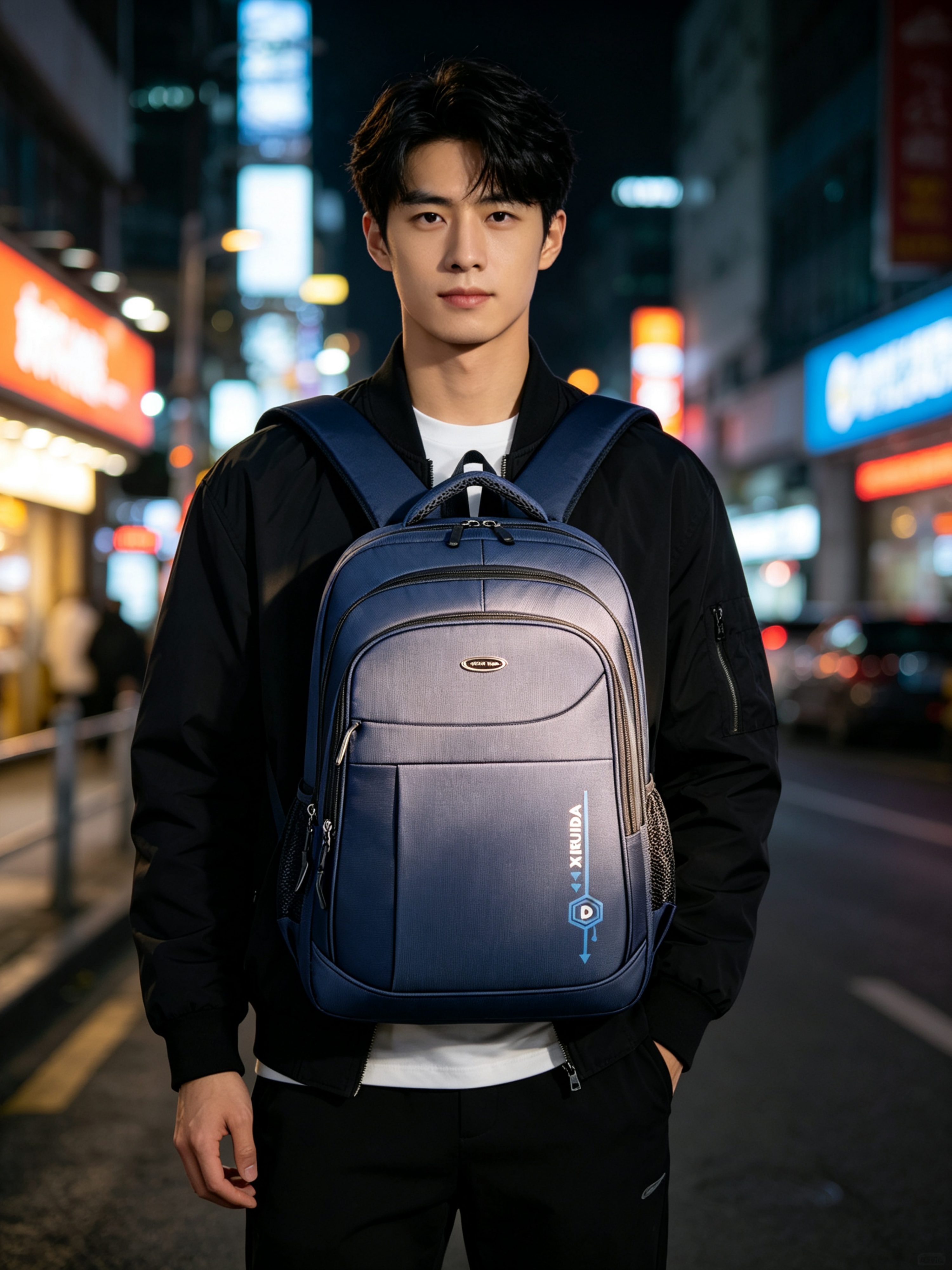 Navy Blue Plain Backpack