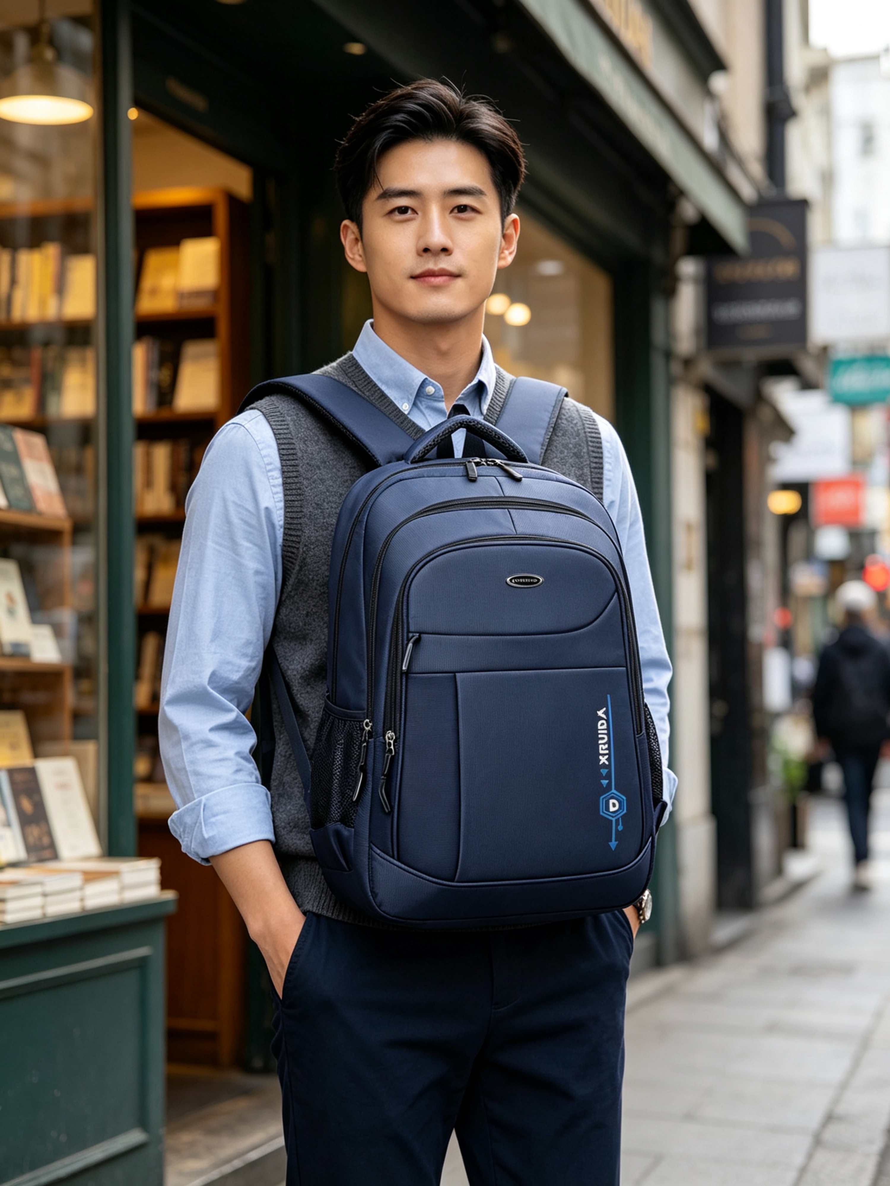 Navy Blue Plain Backpack