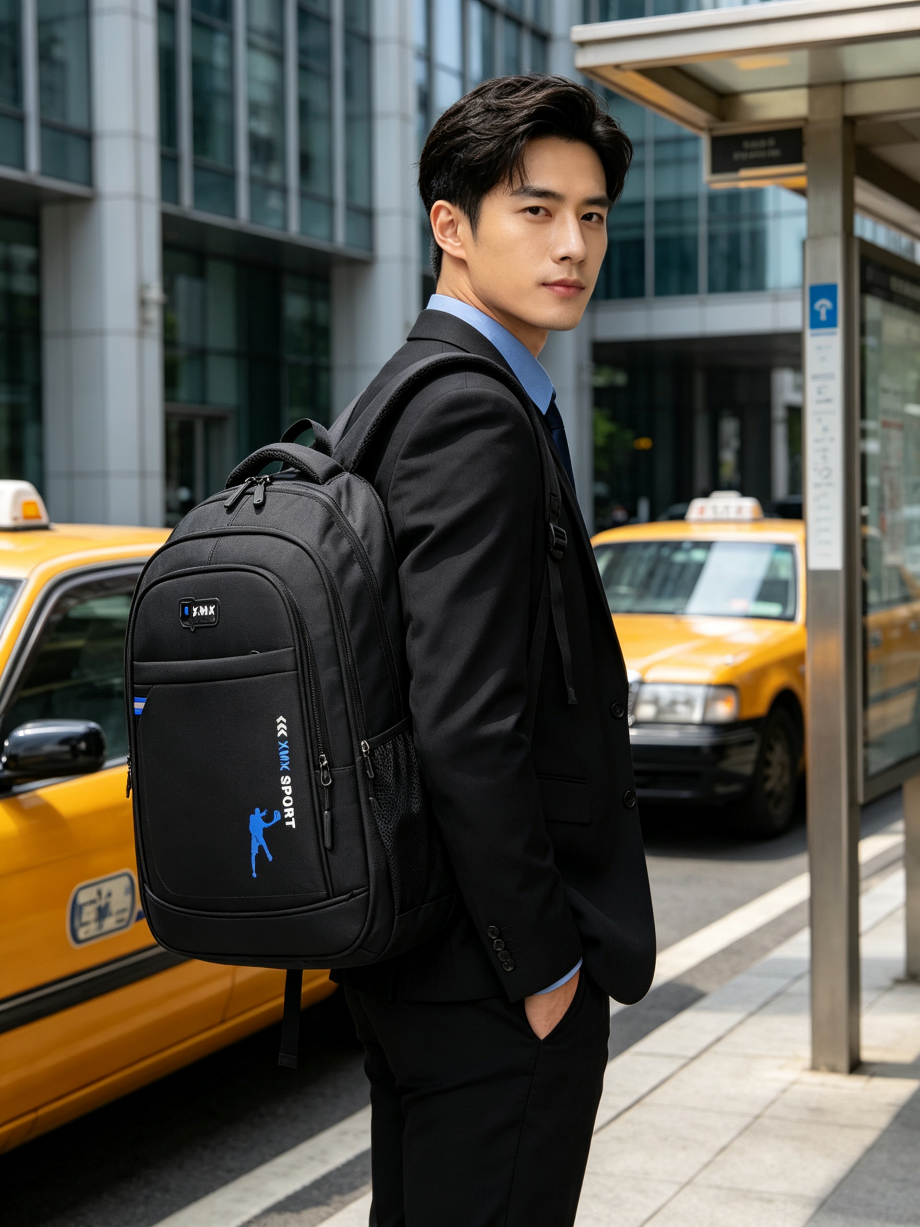 Blue Plain Backpack