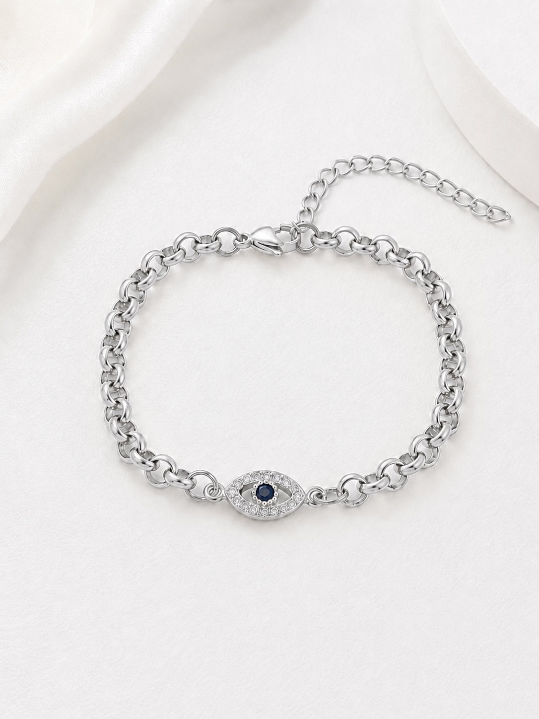 Silver Evil Eye Armlet Bracelet