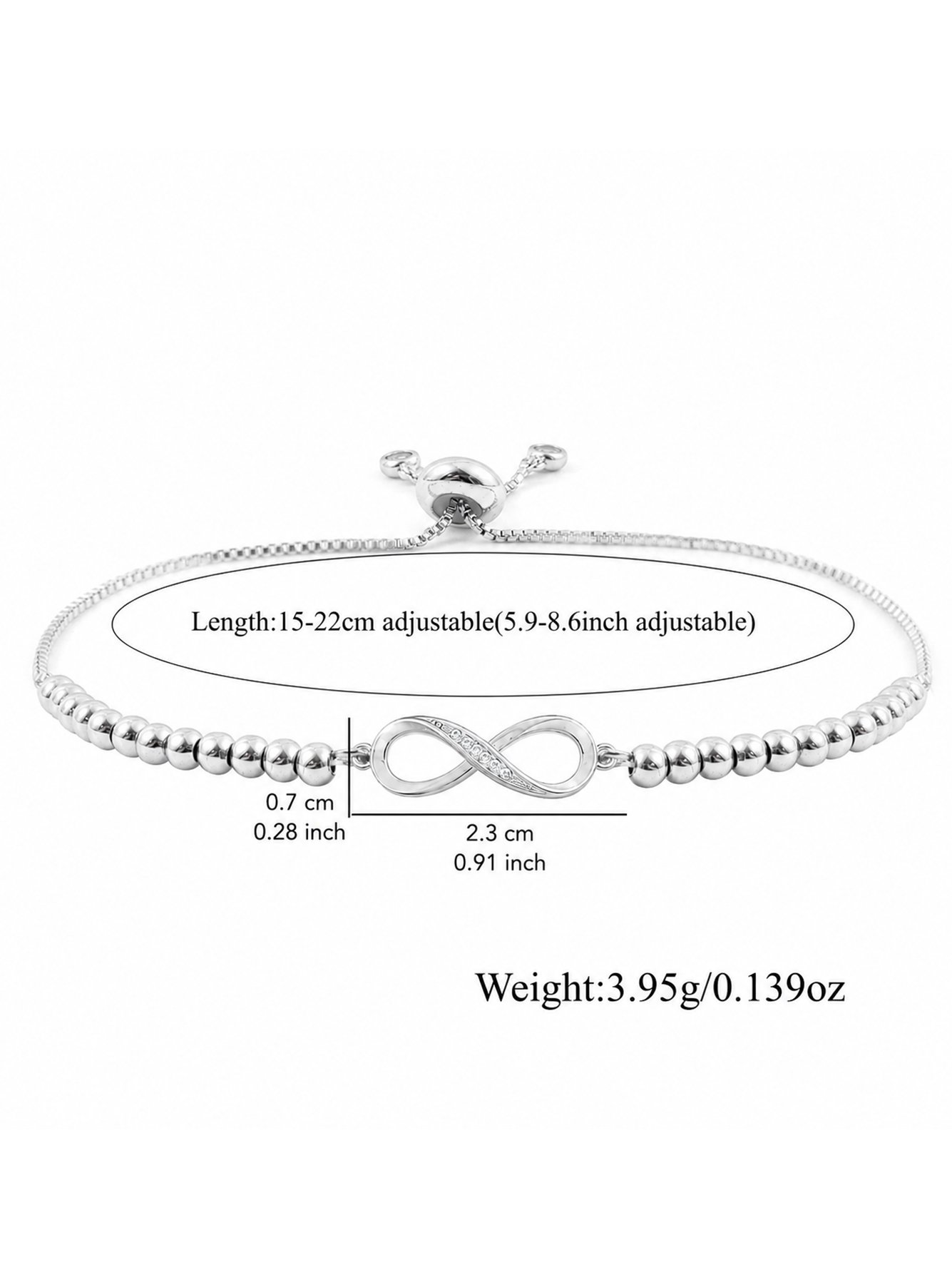 Silver Beaded Infinity Bracelet