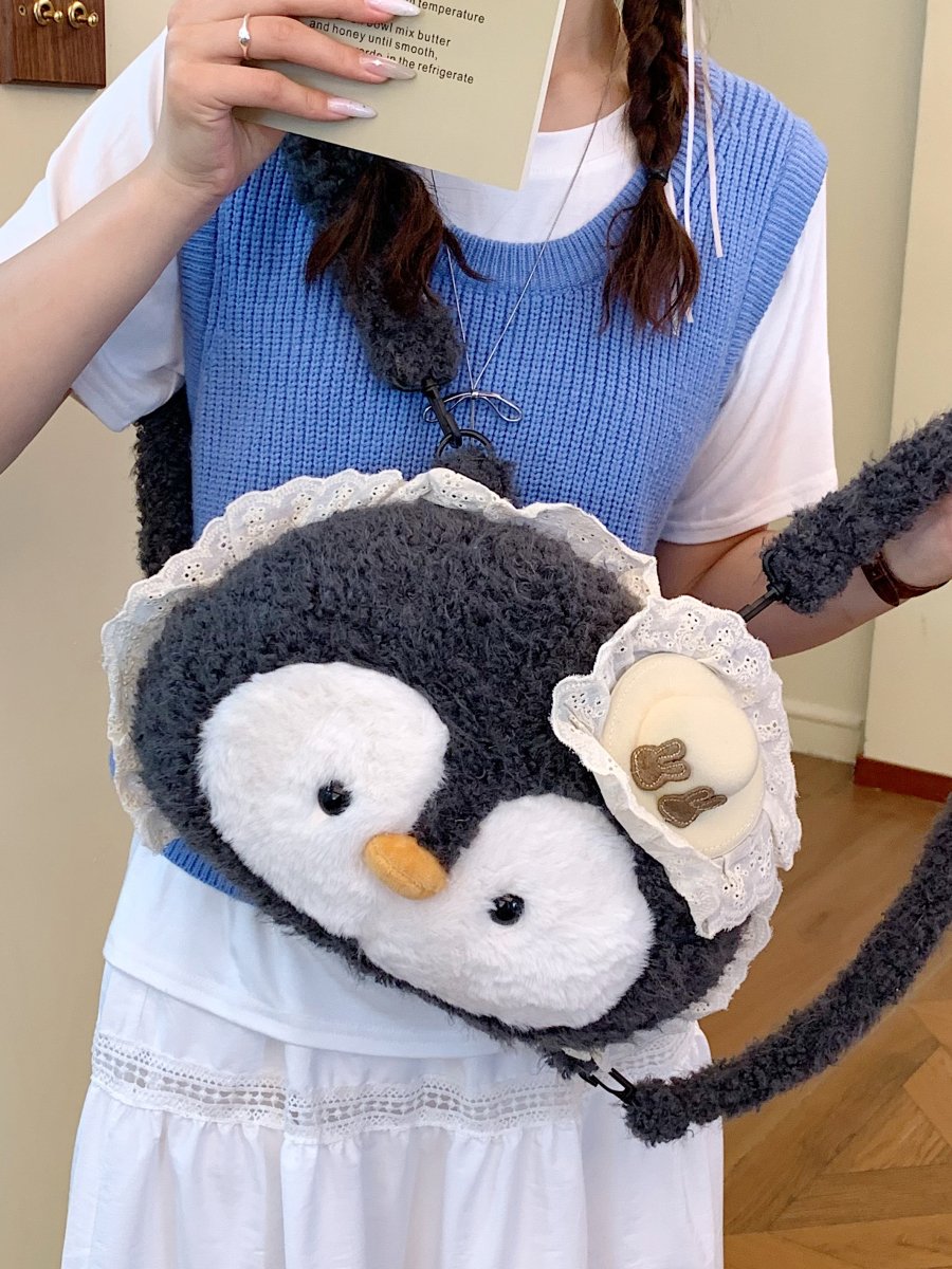 Grey Penguin Plush Backpack 