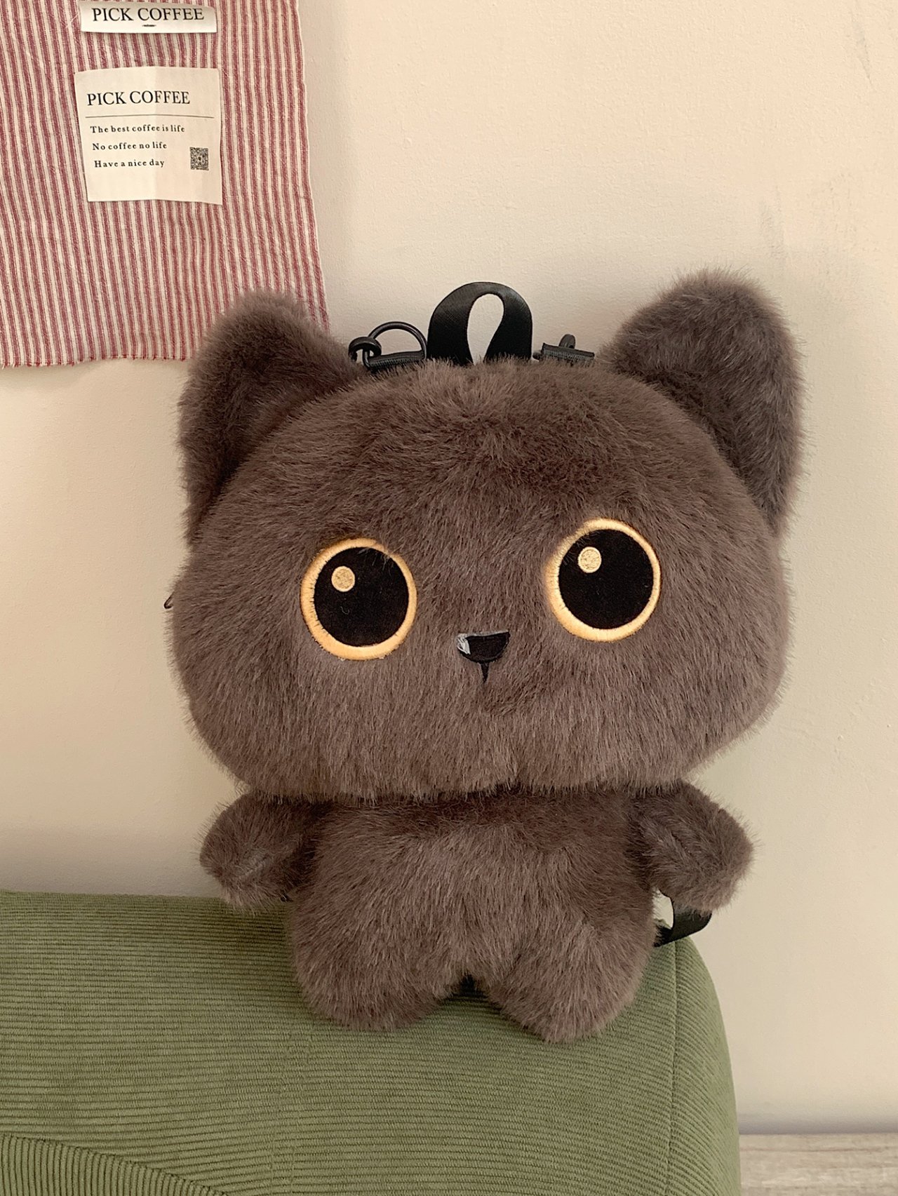 Grey Plush Cat Backpack