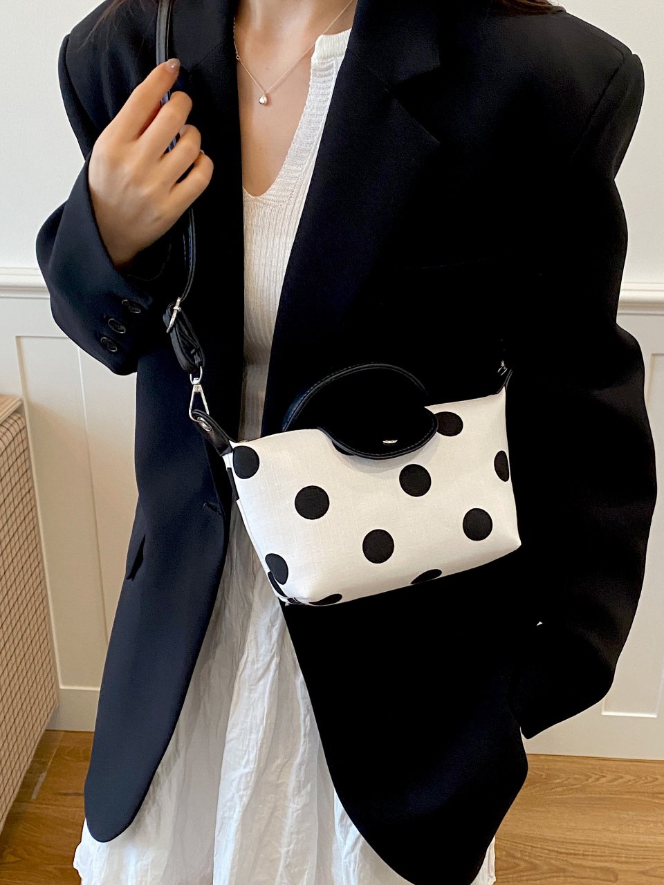 White Polka Dot Crossbody Bag