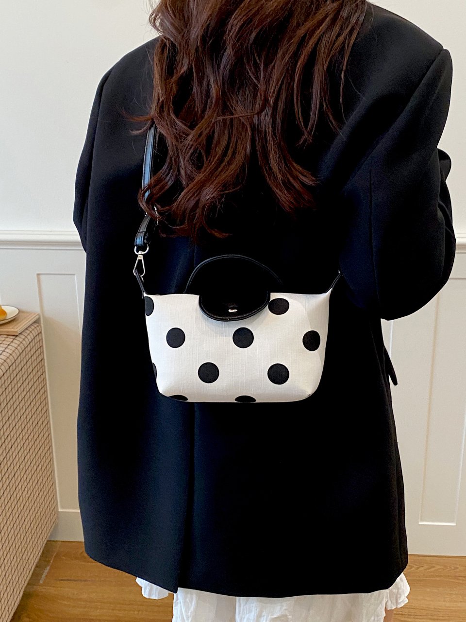 White Polka Dot Crossbody Bag