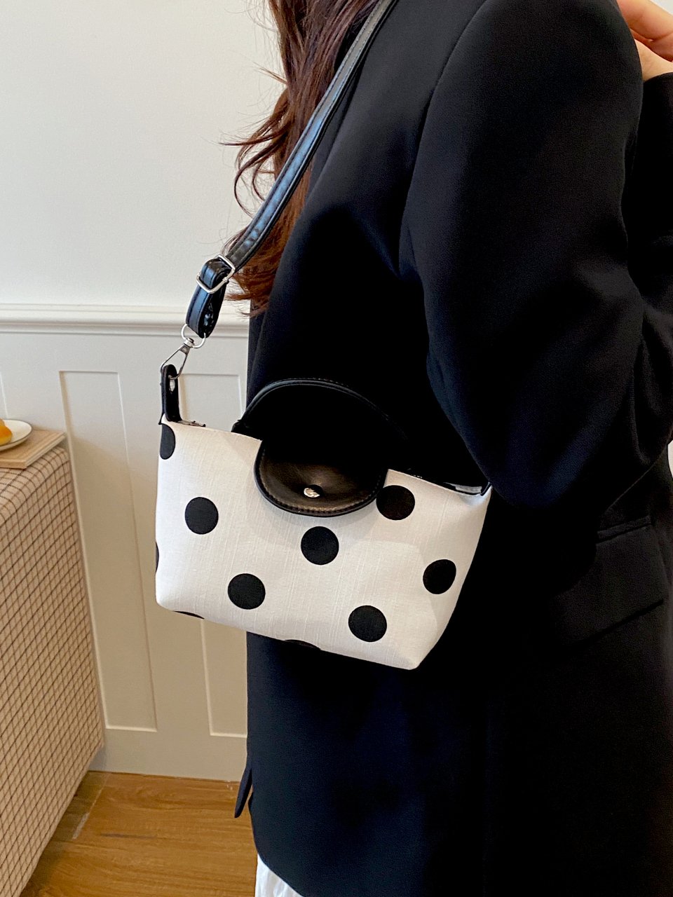 White Polka Dot Crossbody Bag