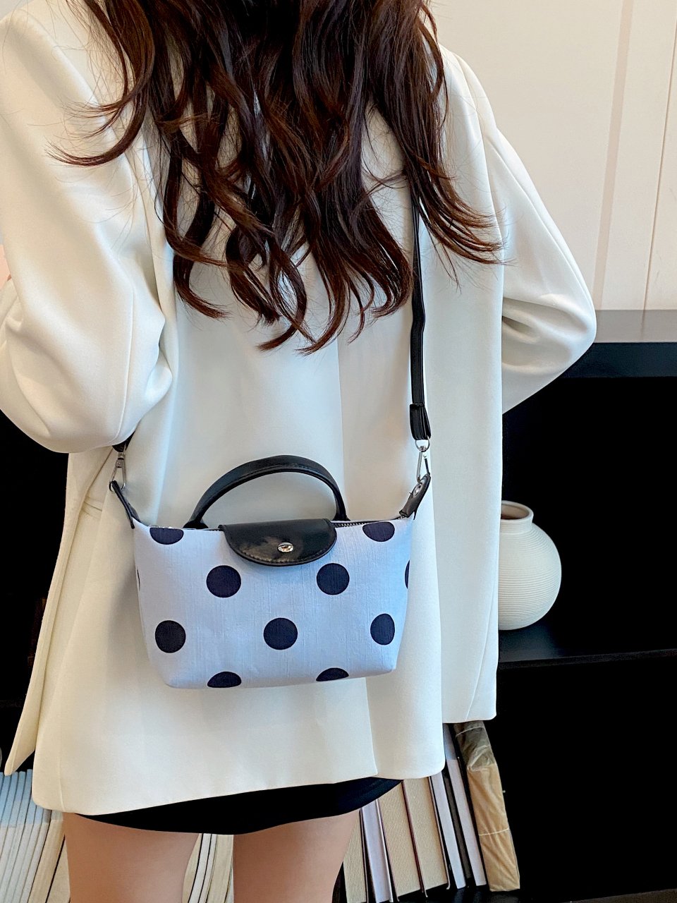Blue Polka Dot Crossbody Bag