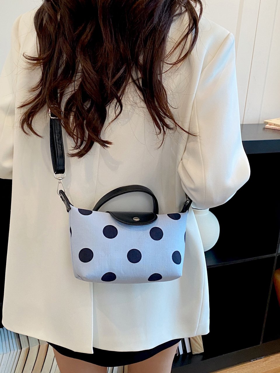Blue Polka Dot Crossbody Bag