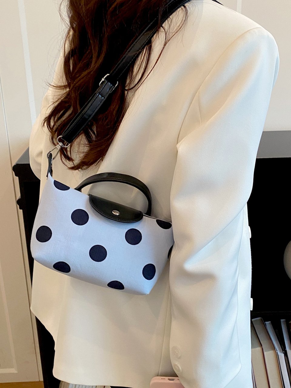 Blue Polka Dot Crossbody Bag