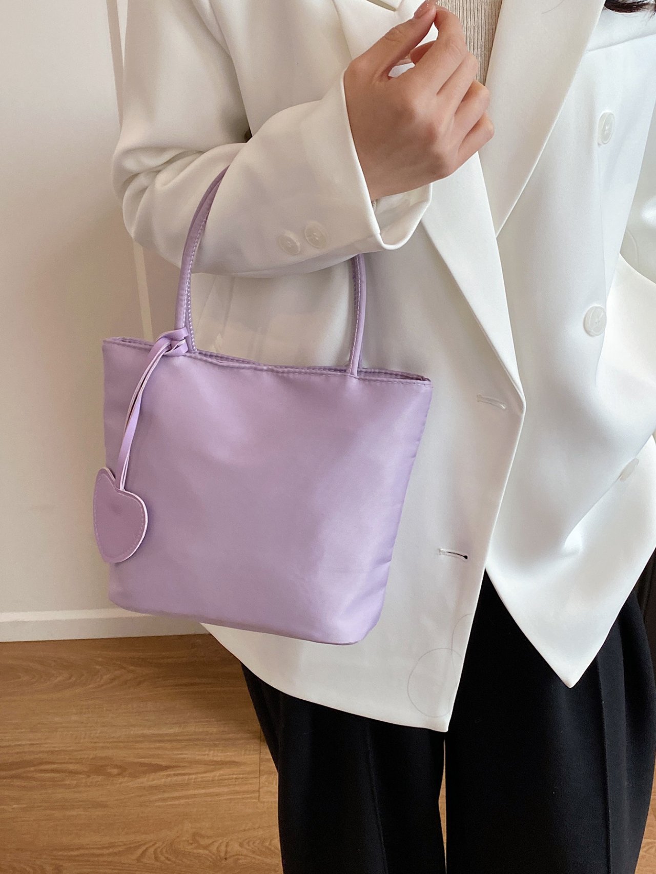 Mini Tote Bag with Heart Charm