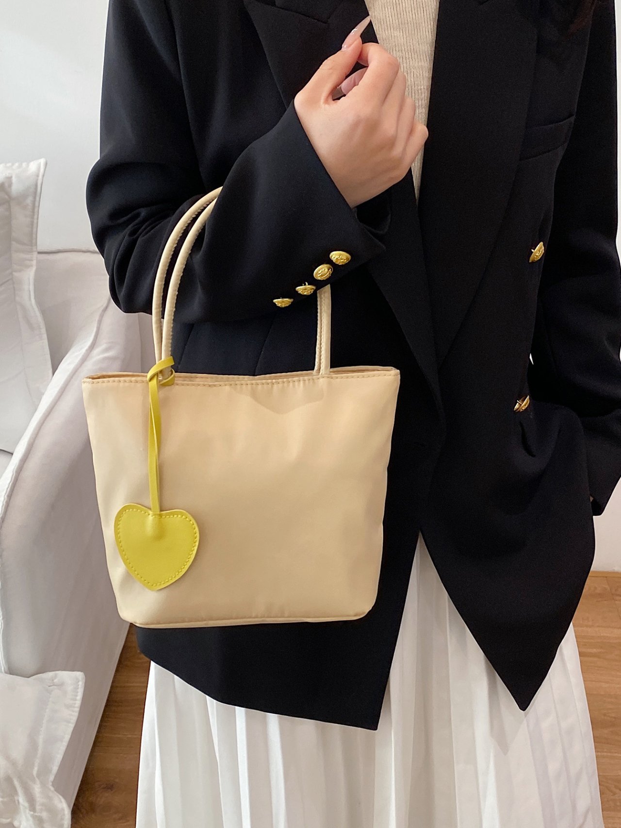 Yellow Heart Charm Handbag