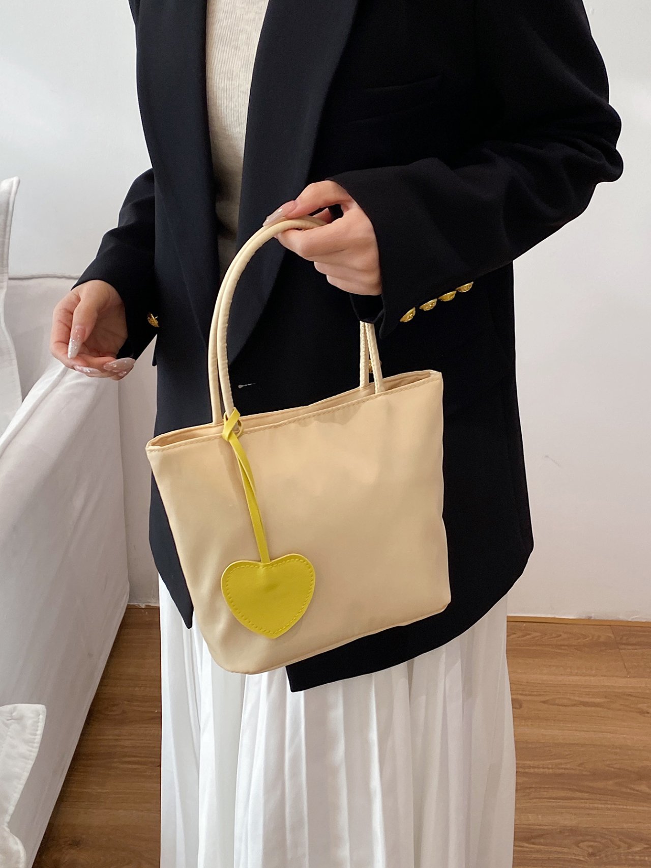Yellow Heart Charm Handbag