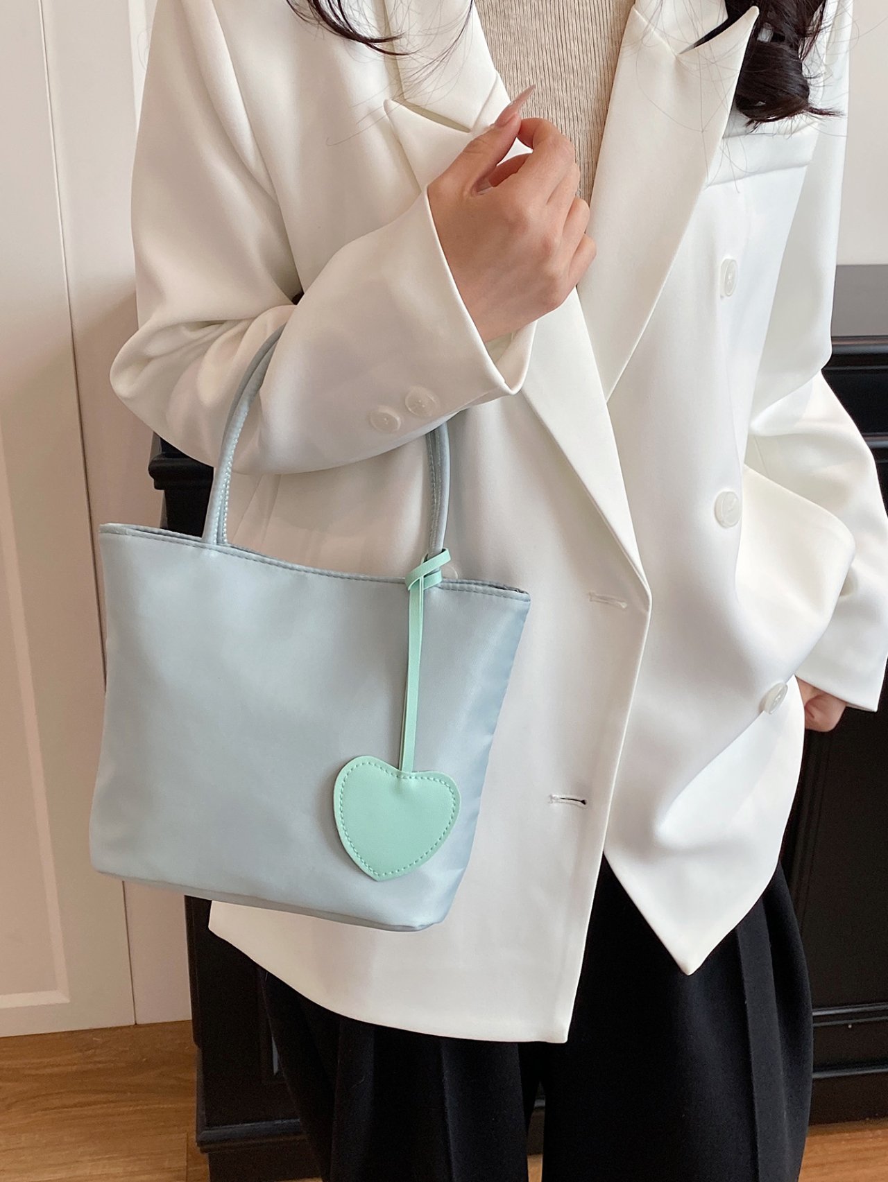 Green Heart Charm Mini Tote Bag