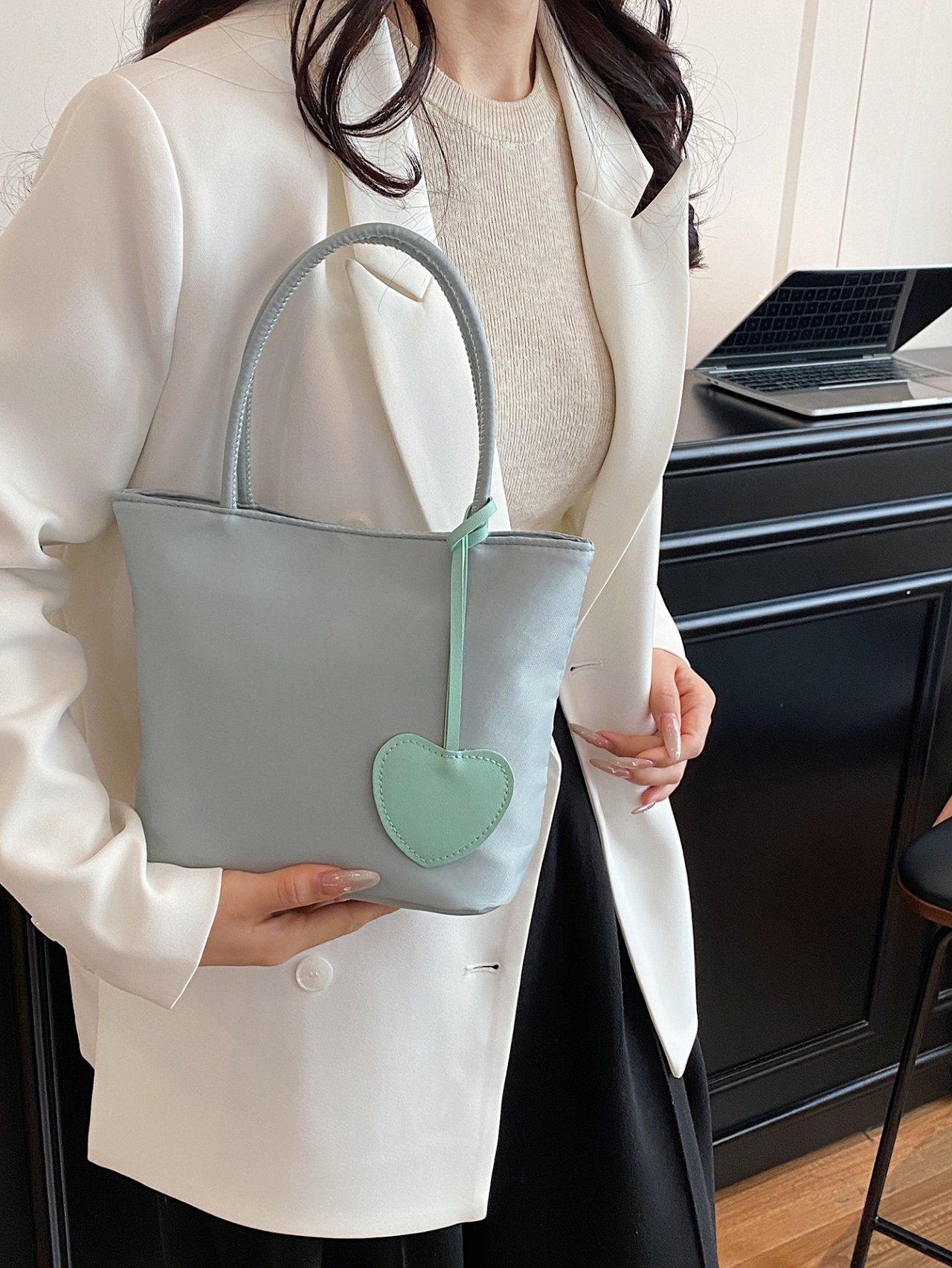 Green Heart Charm Mini Tote Bag