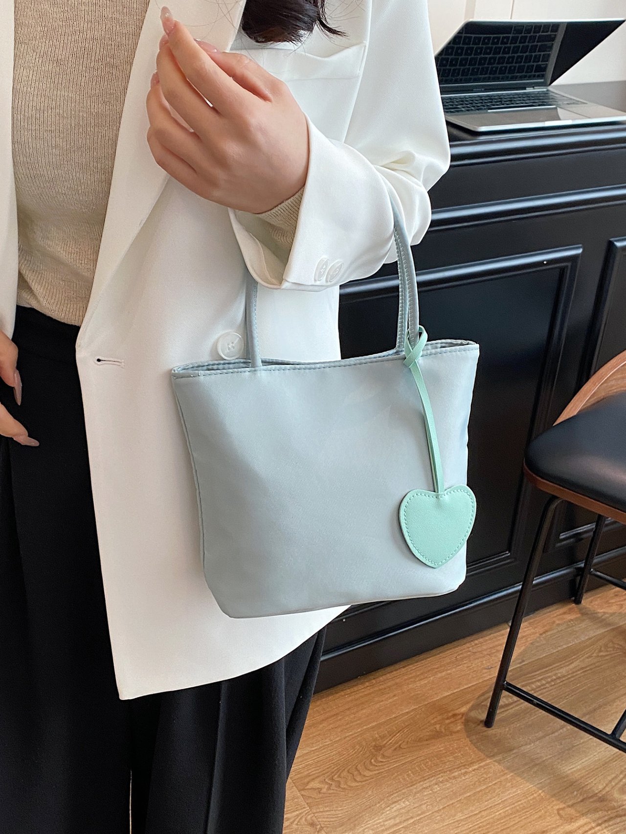 Green Heart Charm Mini Tote Bag
