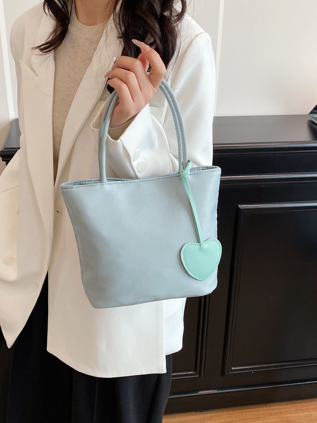 Green Heart Charm Mini Tote Bag
