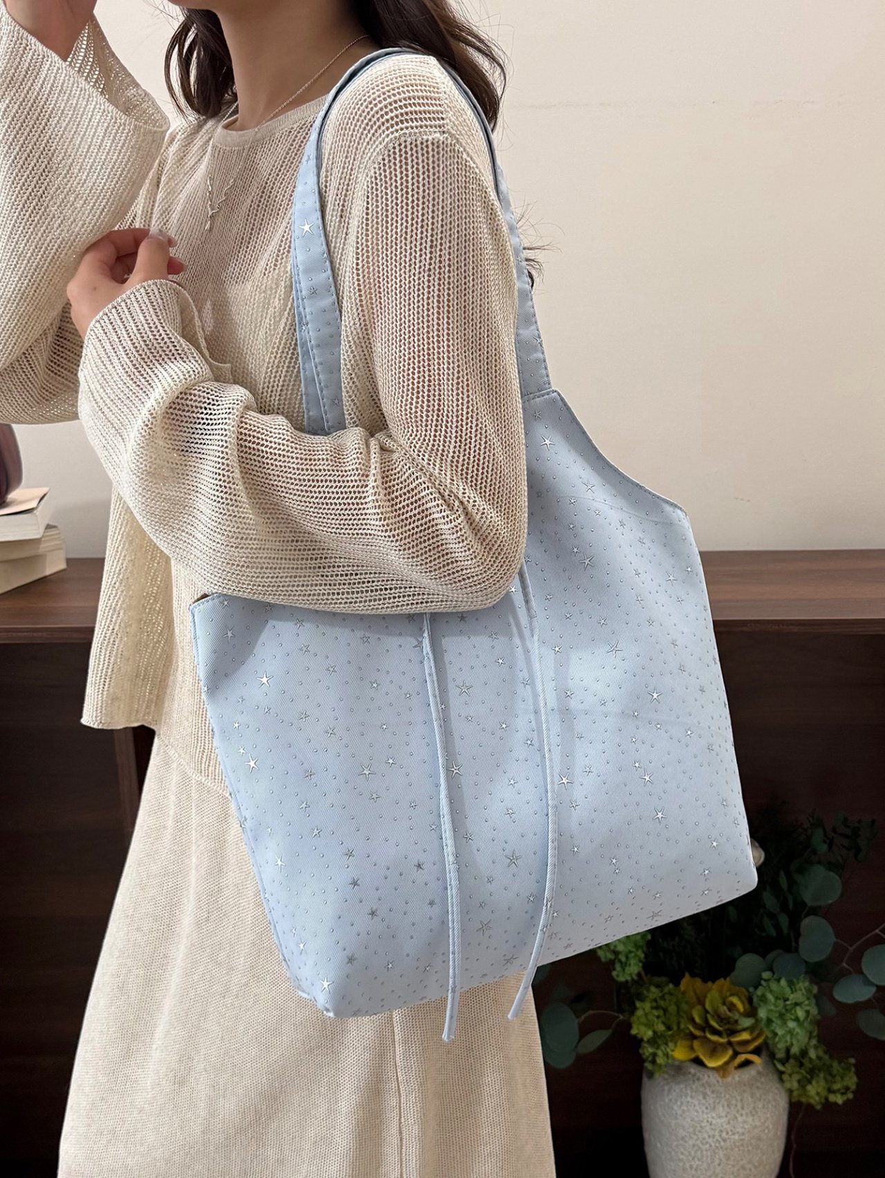 Celestial Blue Shoulder Tote Bag