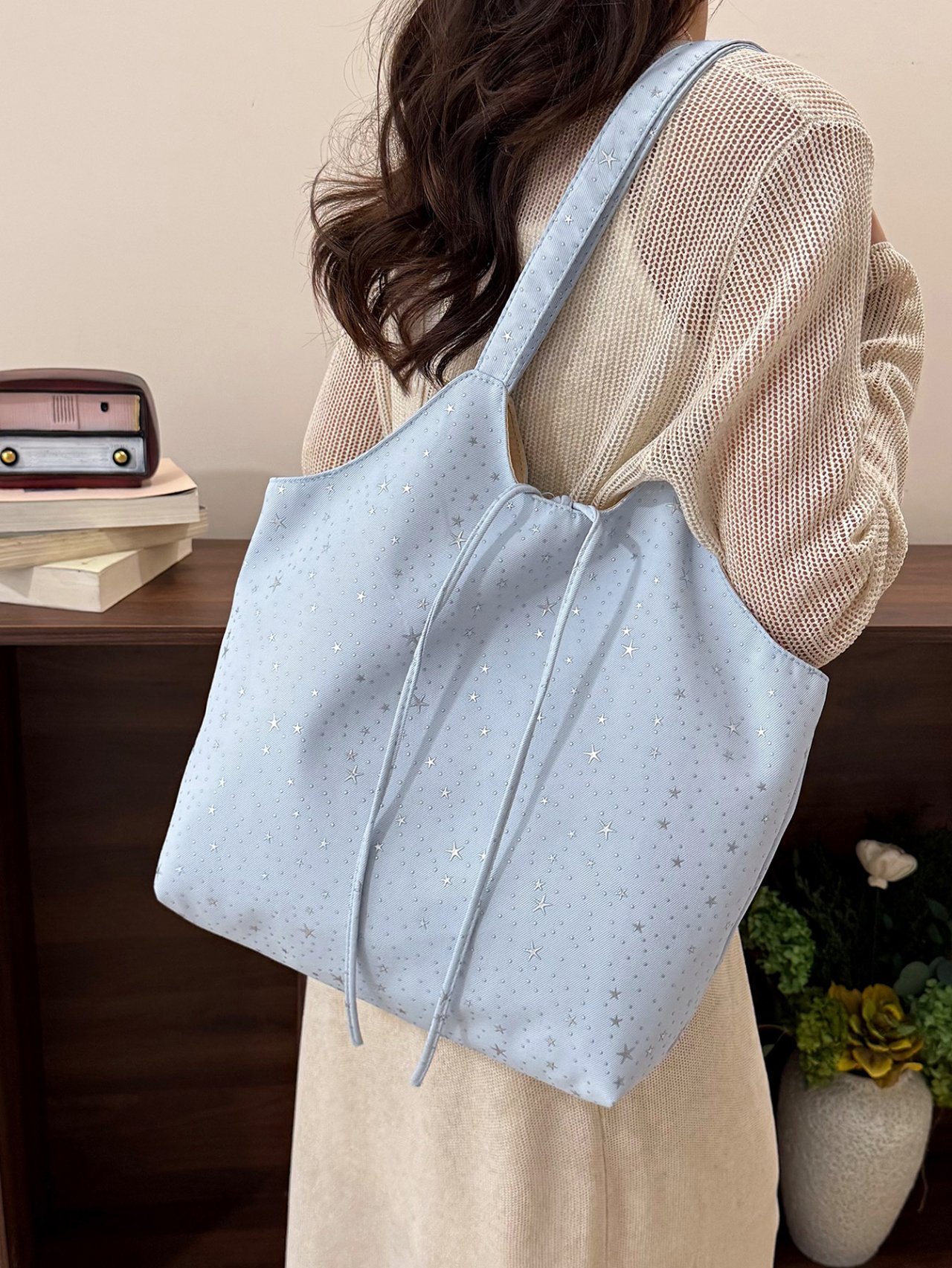 Celestial Blue Shoulder Tote Bag