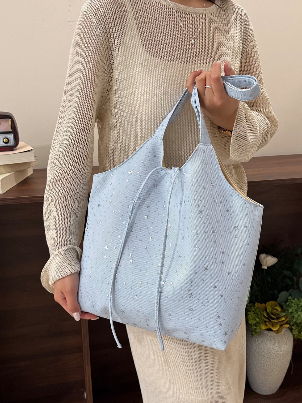 Celestial Blue Shoulder Tote Bag