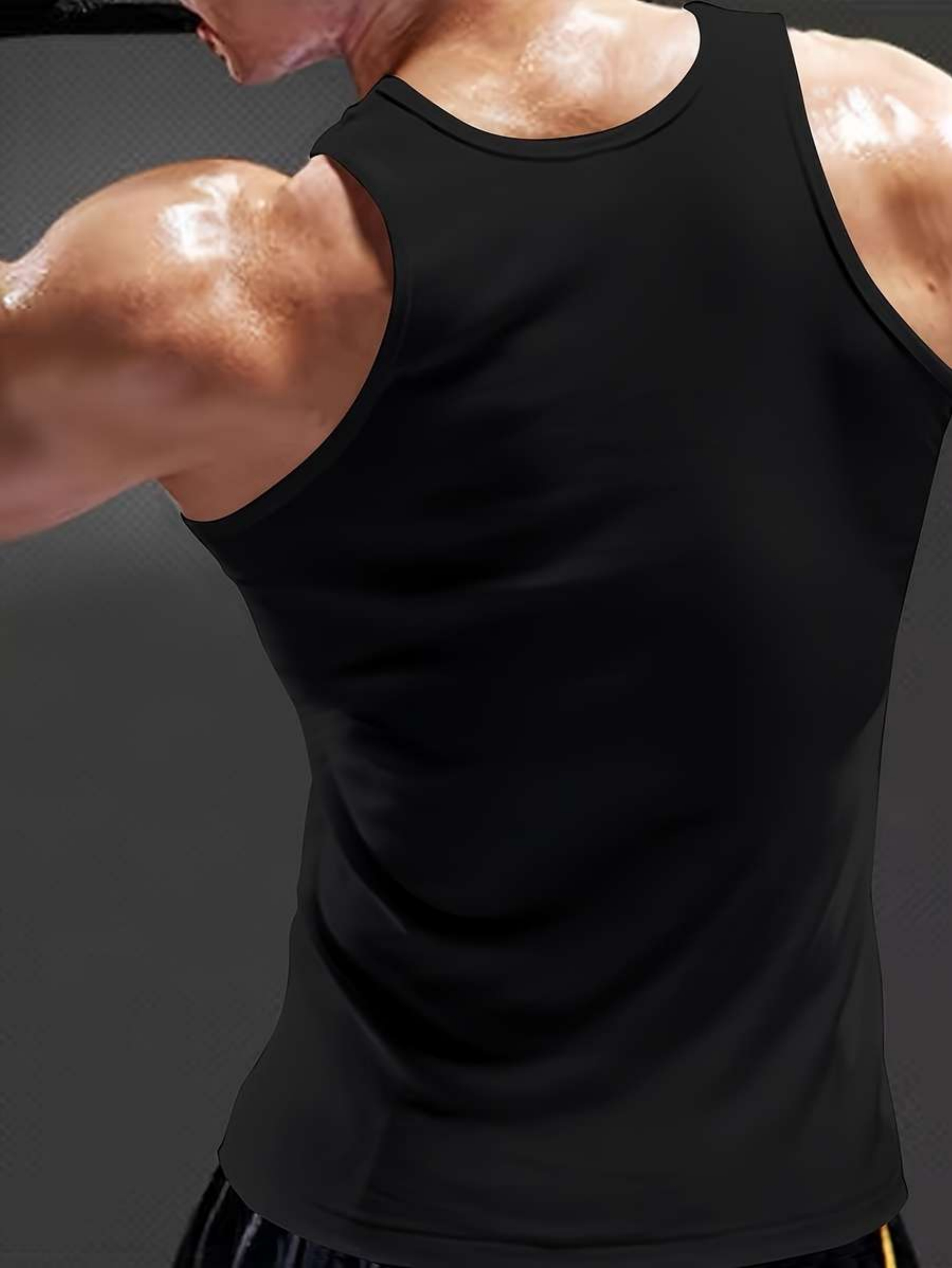 Black Slogan Print Regular Fit Tank Top