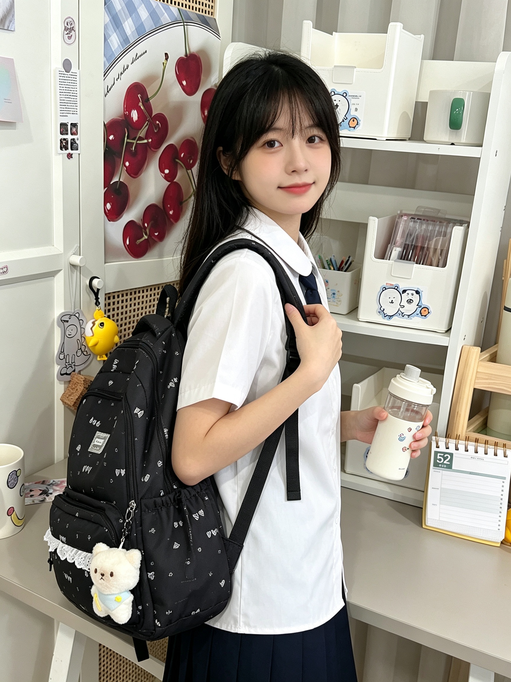 Black Backpack with Charm