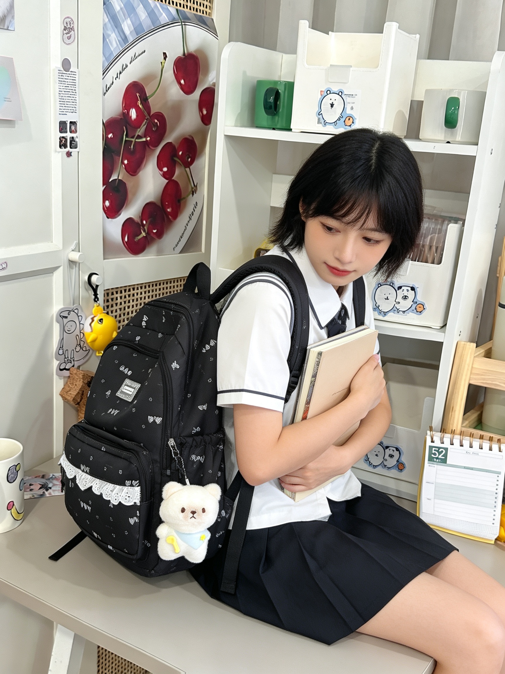 Black Backpack with Charm