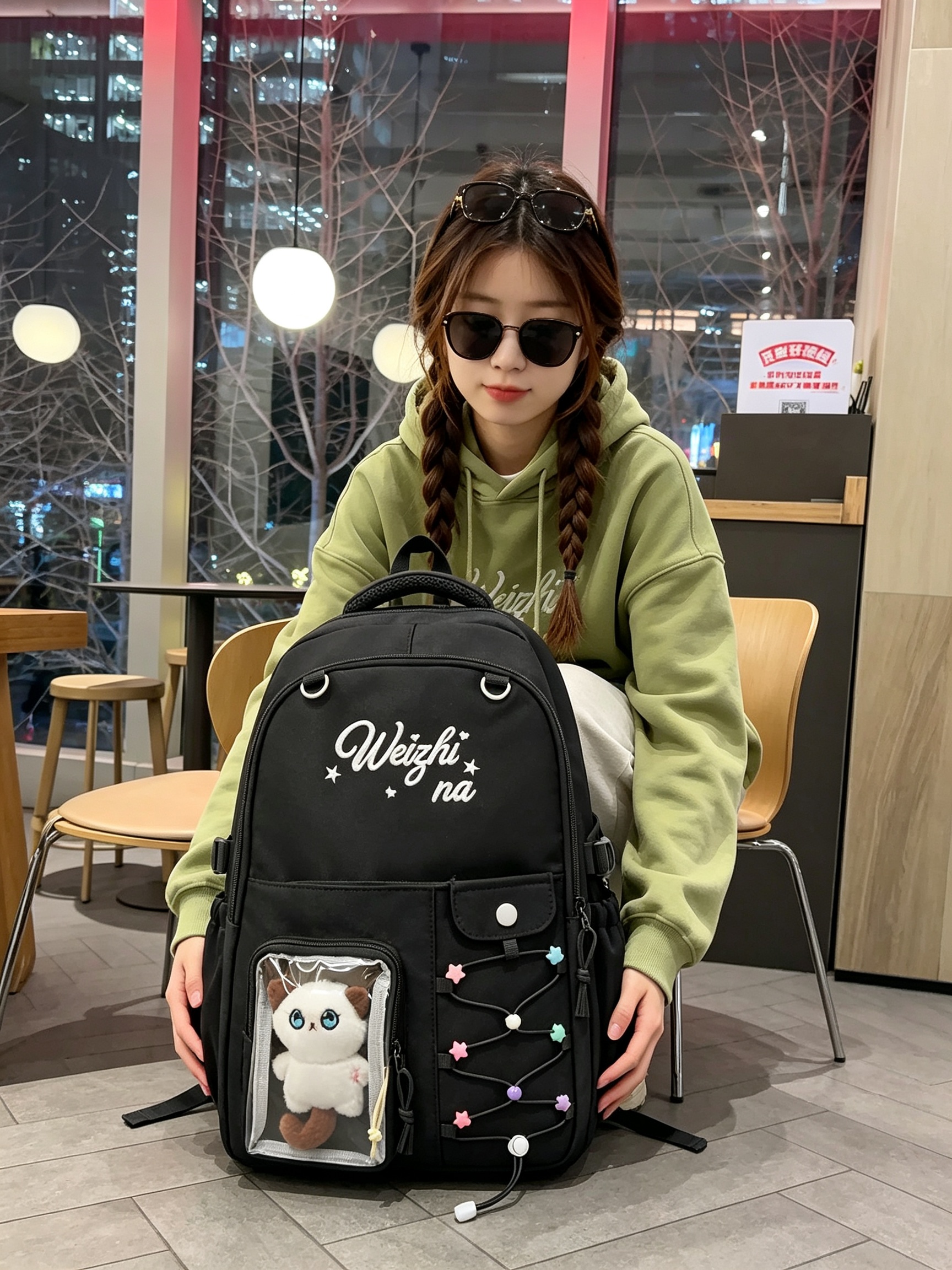 Black Backpack  with Clear Display Pocket