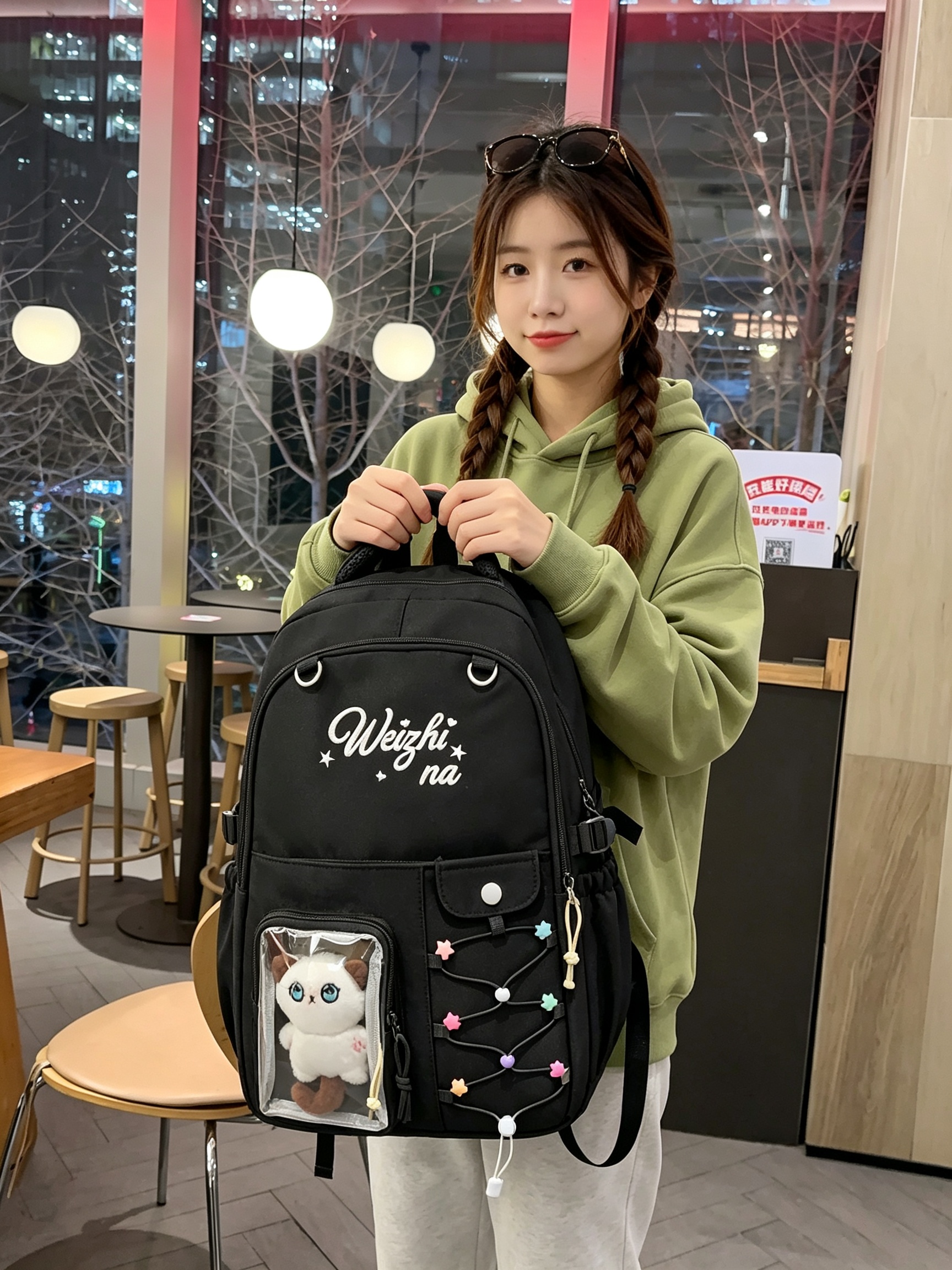 Black Backpack  with Clear Display Pocket