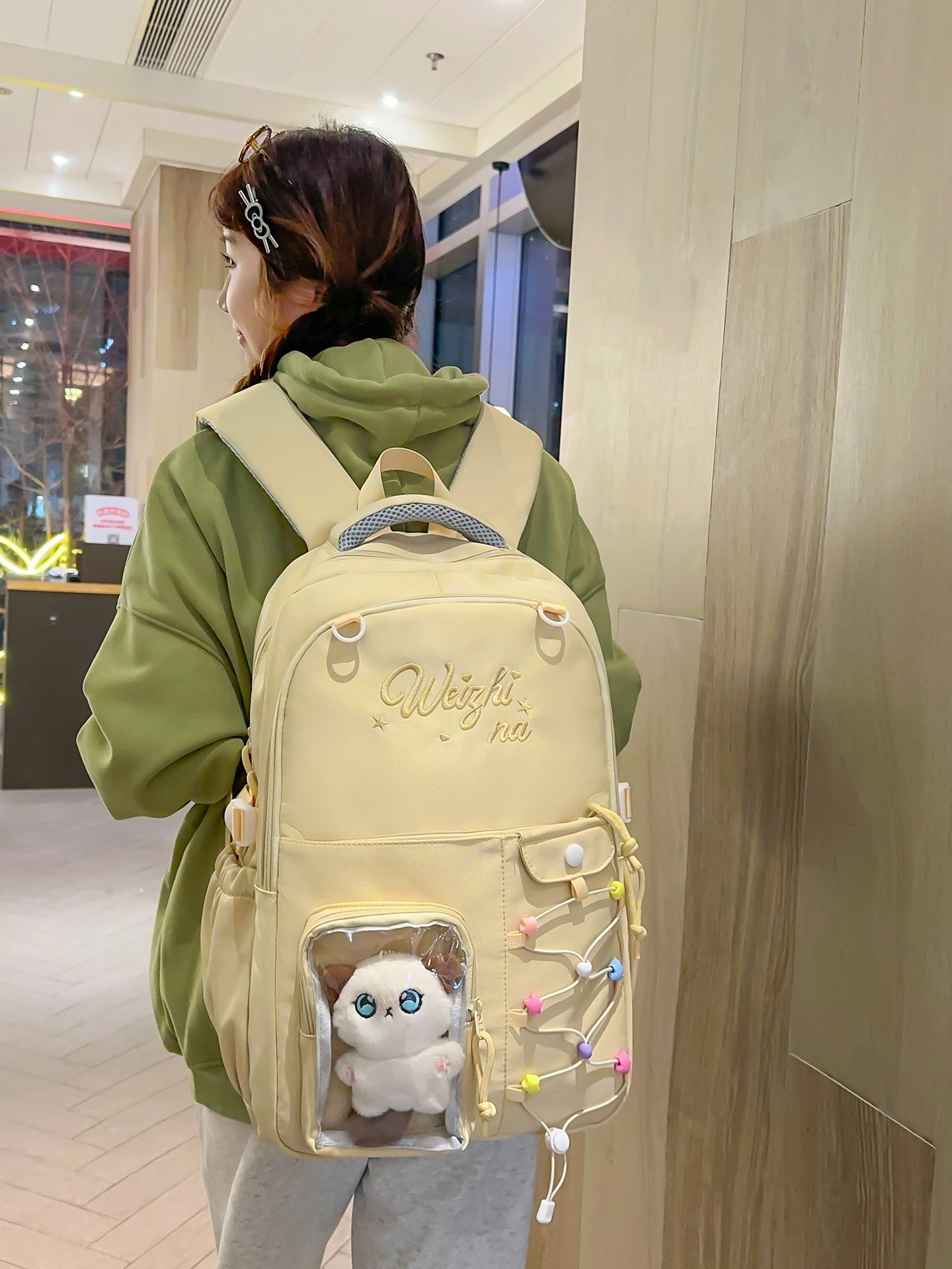 Yellow Backpack with Plush Window