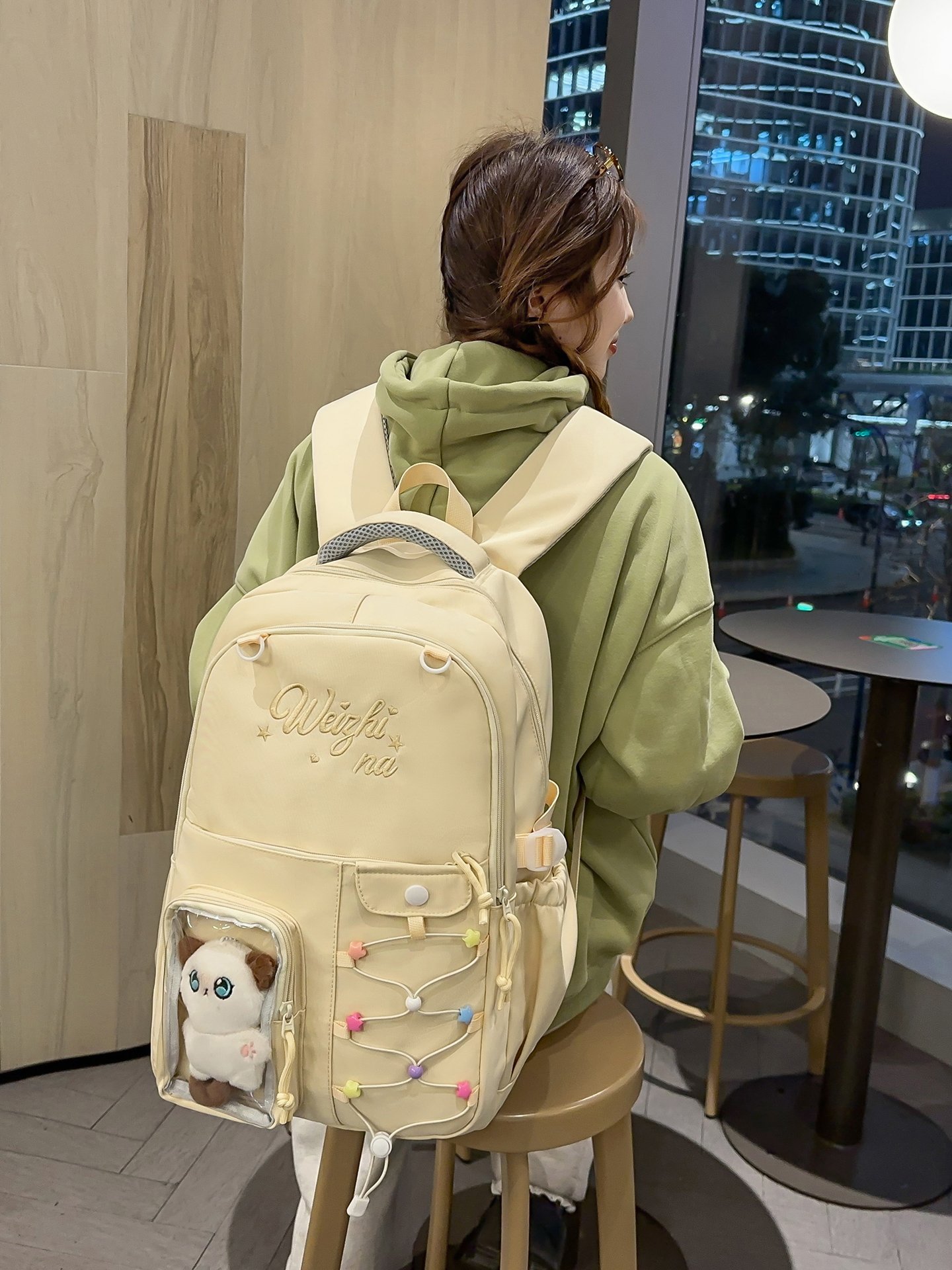 Yellow Backpack with Plush Window