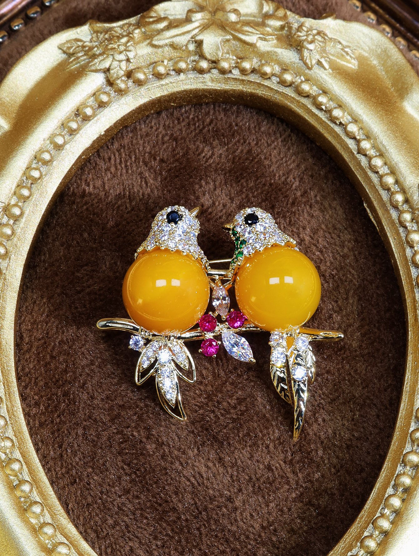 Gold Embroidered Brooches